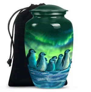 Penguin Engraved Cremation Urn - Container For Cremated Human Ashes