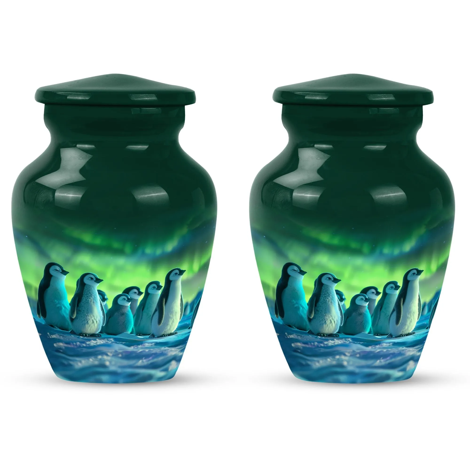 Penguin Engraved Cremation Urn - Container For Cremated Human Ashes