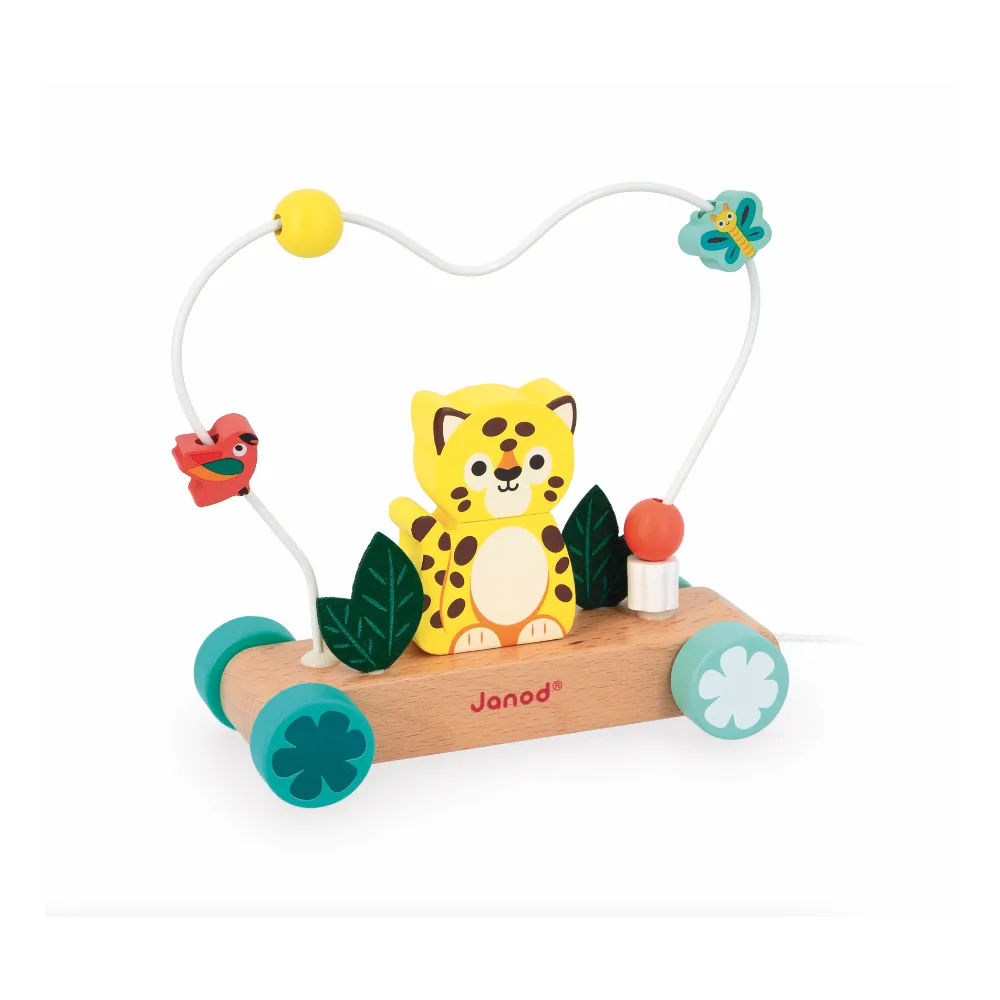 Pull-Along Jaguar Stacker Bead Toy
