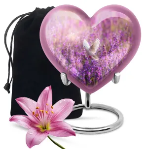 Pure Serenity: White Dove on Purple Burial Urn for Women