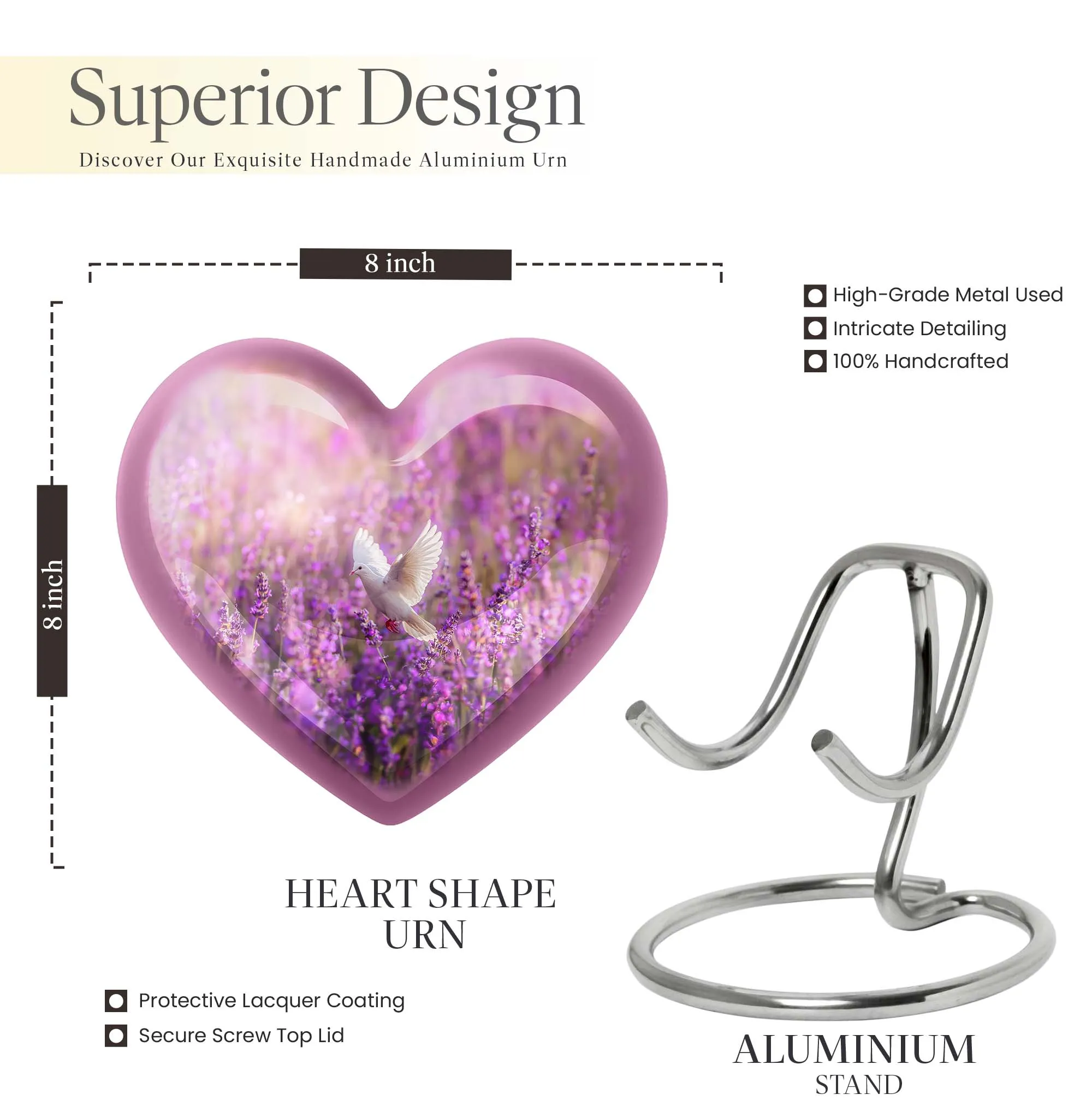 Pure Serenity: White Dove on Purple Burial Urn for Women