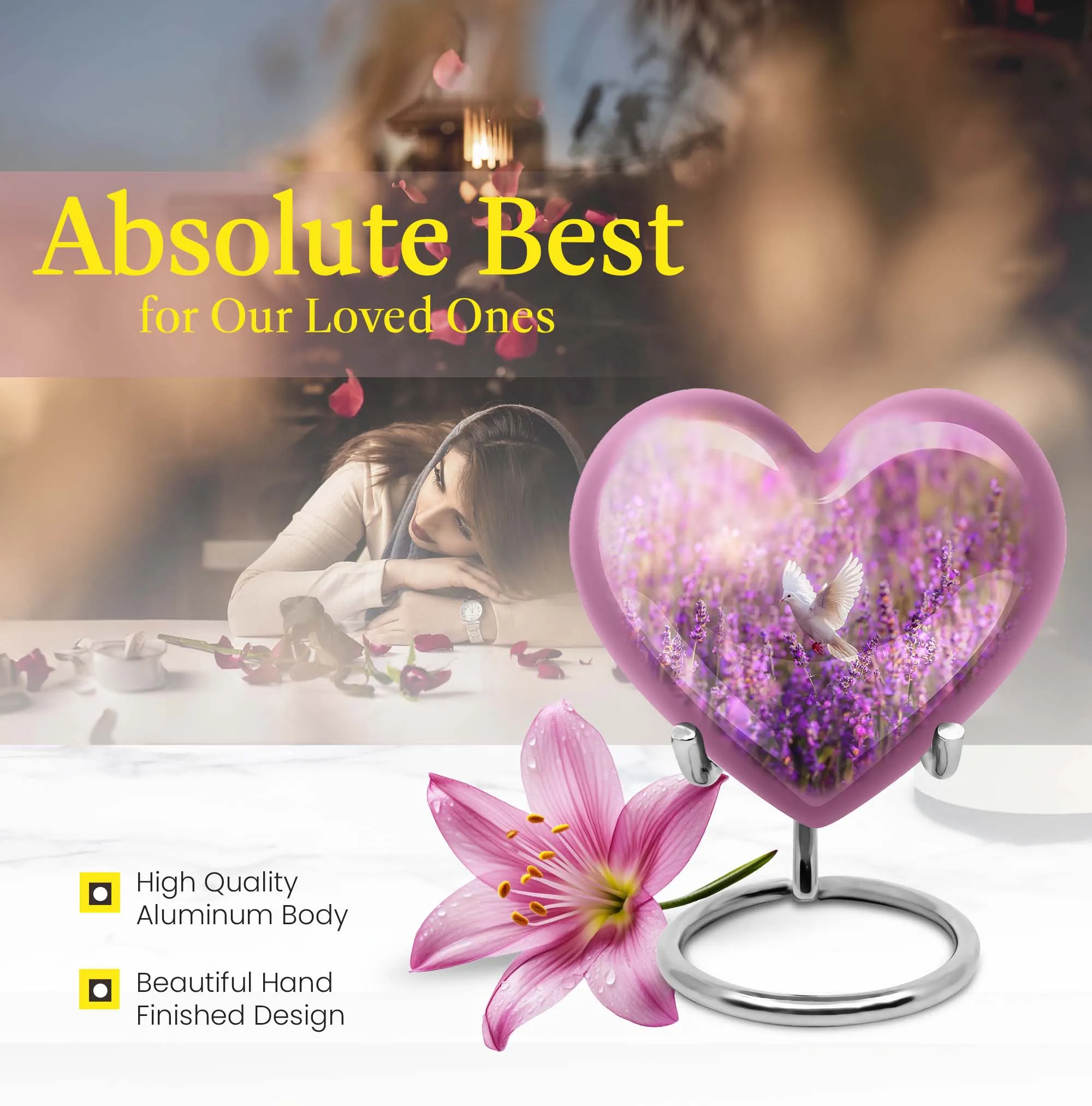 Pure Serenity: White Dove on Purple Burial Urn for Women