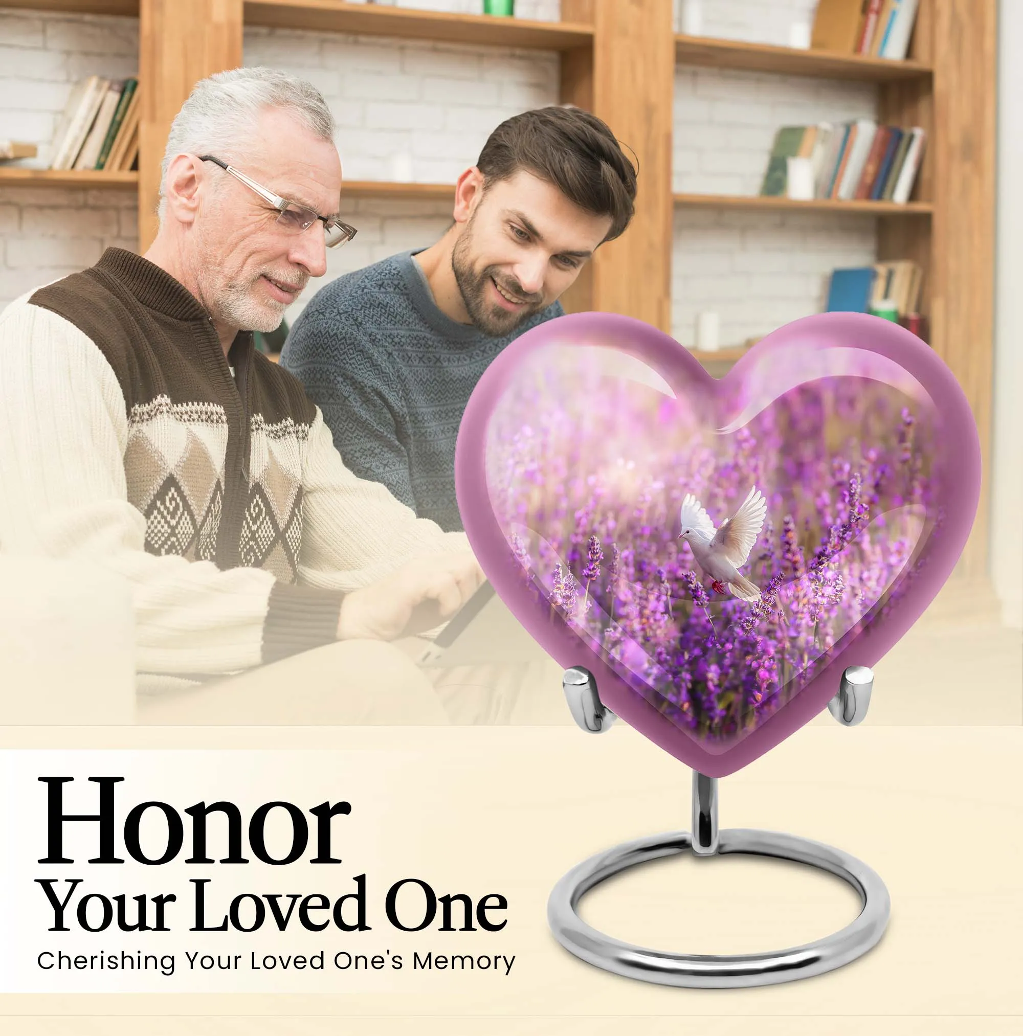 Pure Serenity: White Dove on Purple Burial Urn for Women