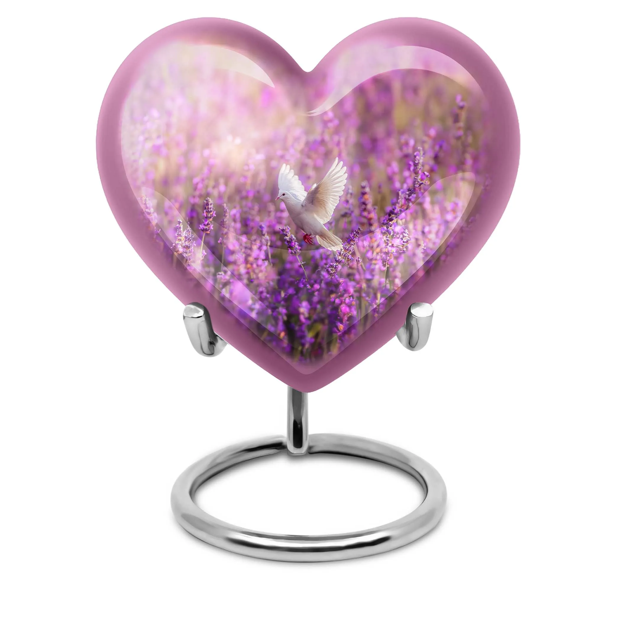 Pure Serenity: White Dove on Purple Burial Urn for Women