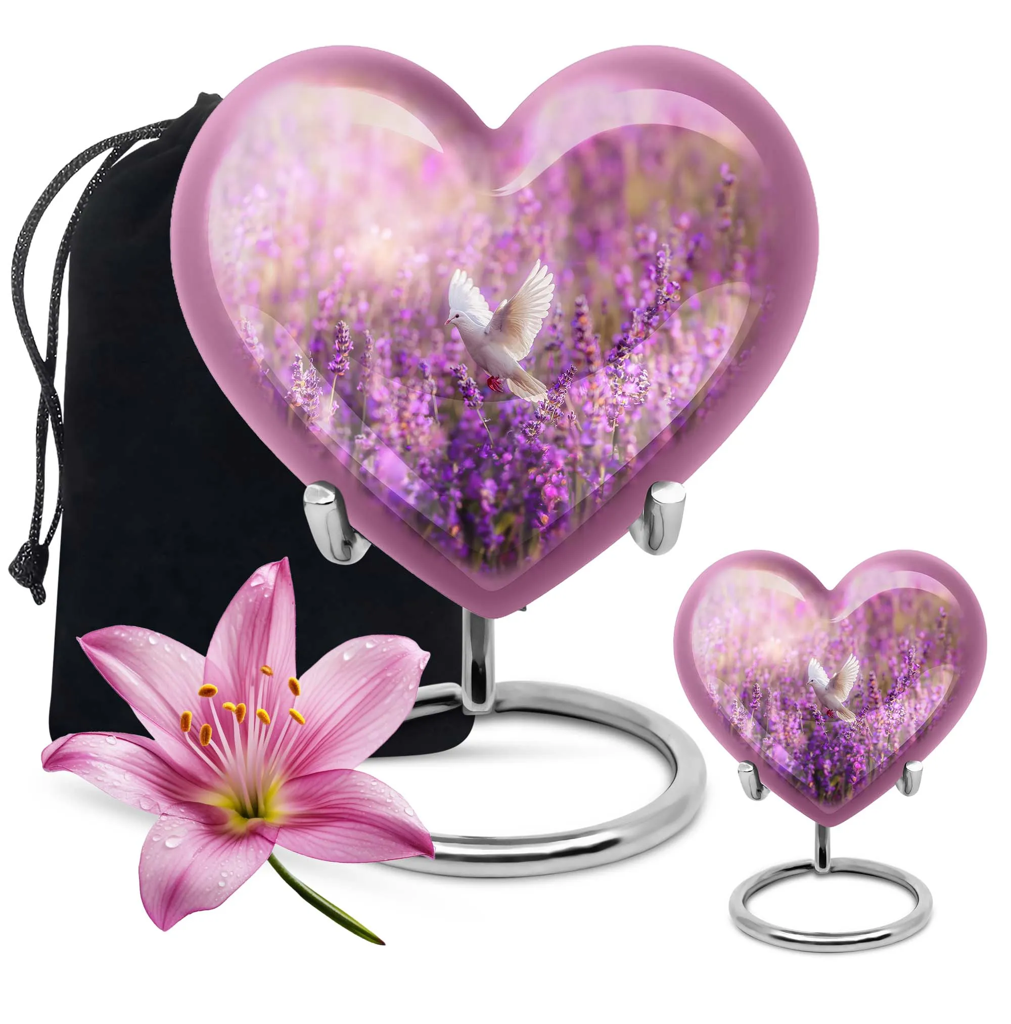 Pure Serenity: White Dove on Purple Burial Urn for Women