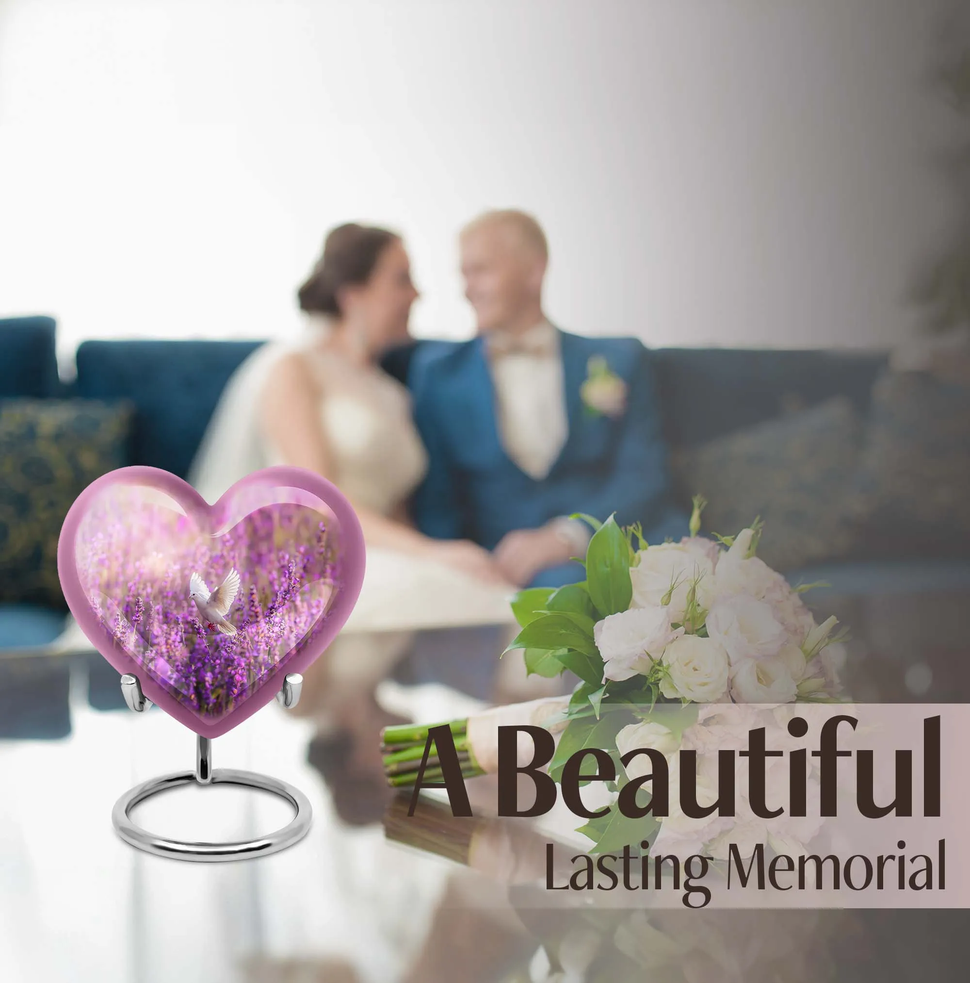 Pure Serenity: White Dove on Purple Burial Urn for Women