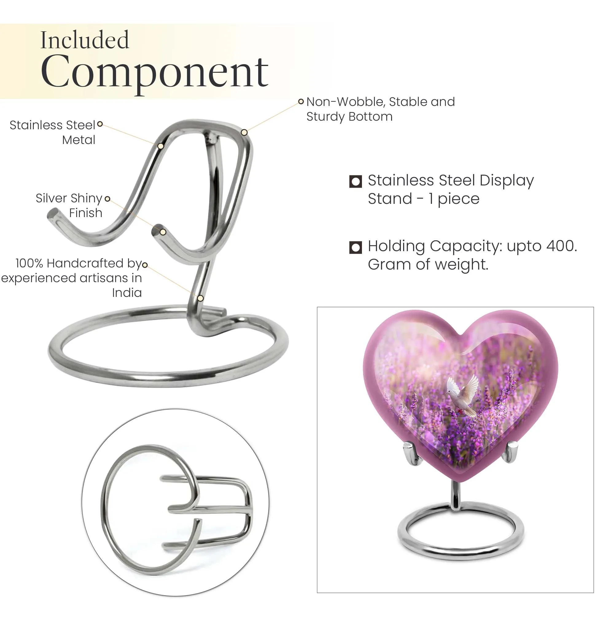 Pure Serenity: White Dove on Purple Burial Urn for Women