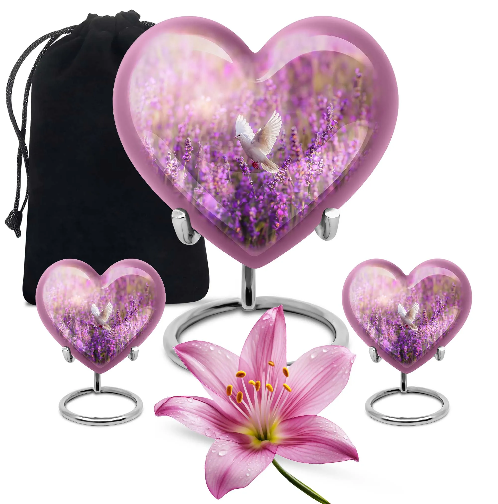 Pure Serenity: White Dove on Purple Burial Urn for Women