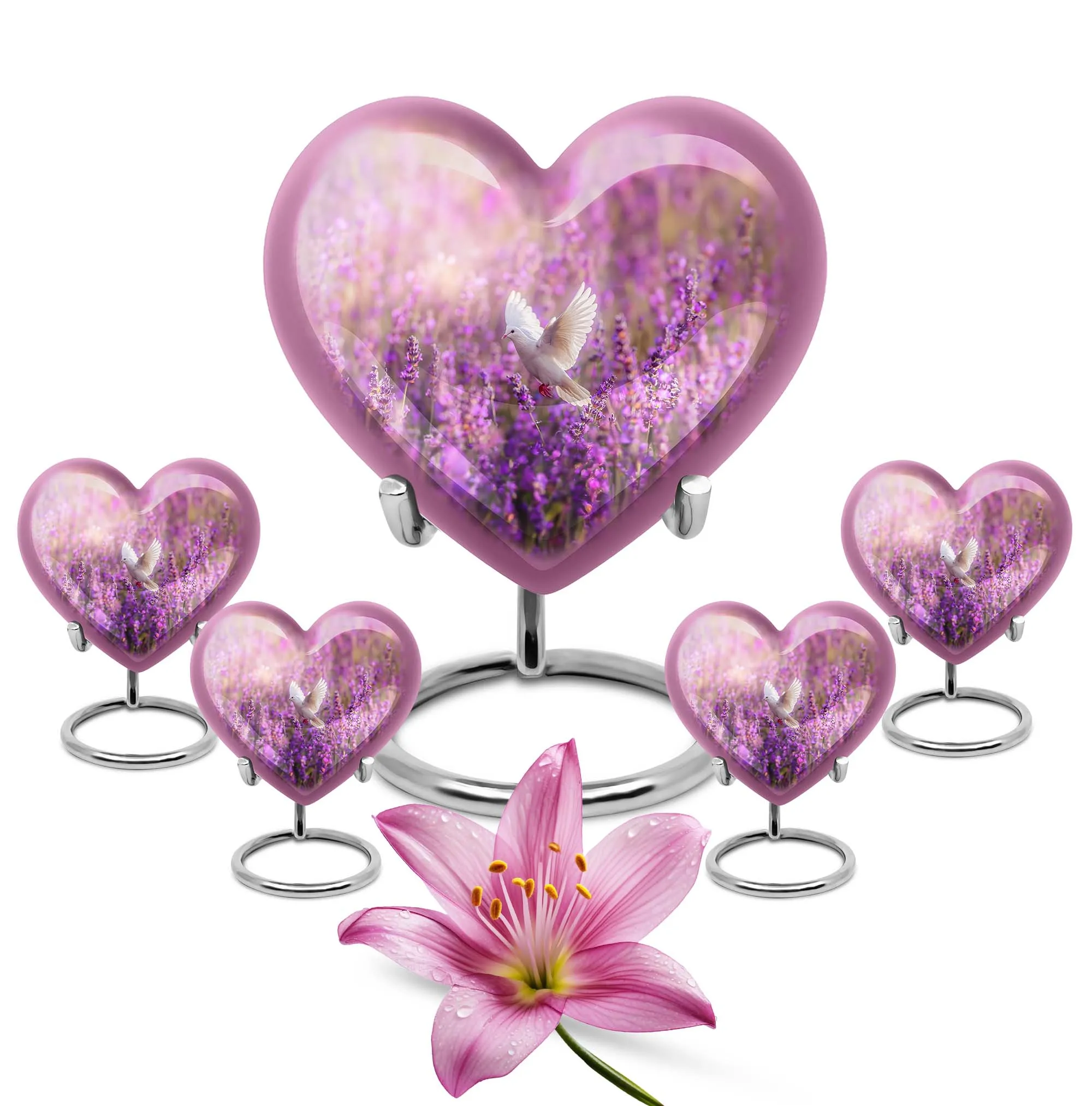 Pure Serenity: White Dove on Purple Burial Urn for Women