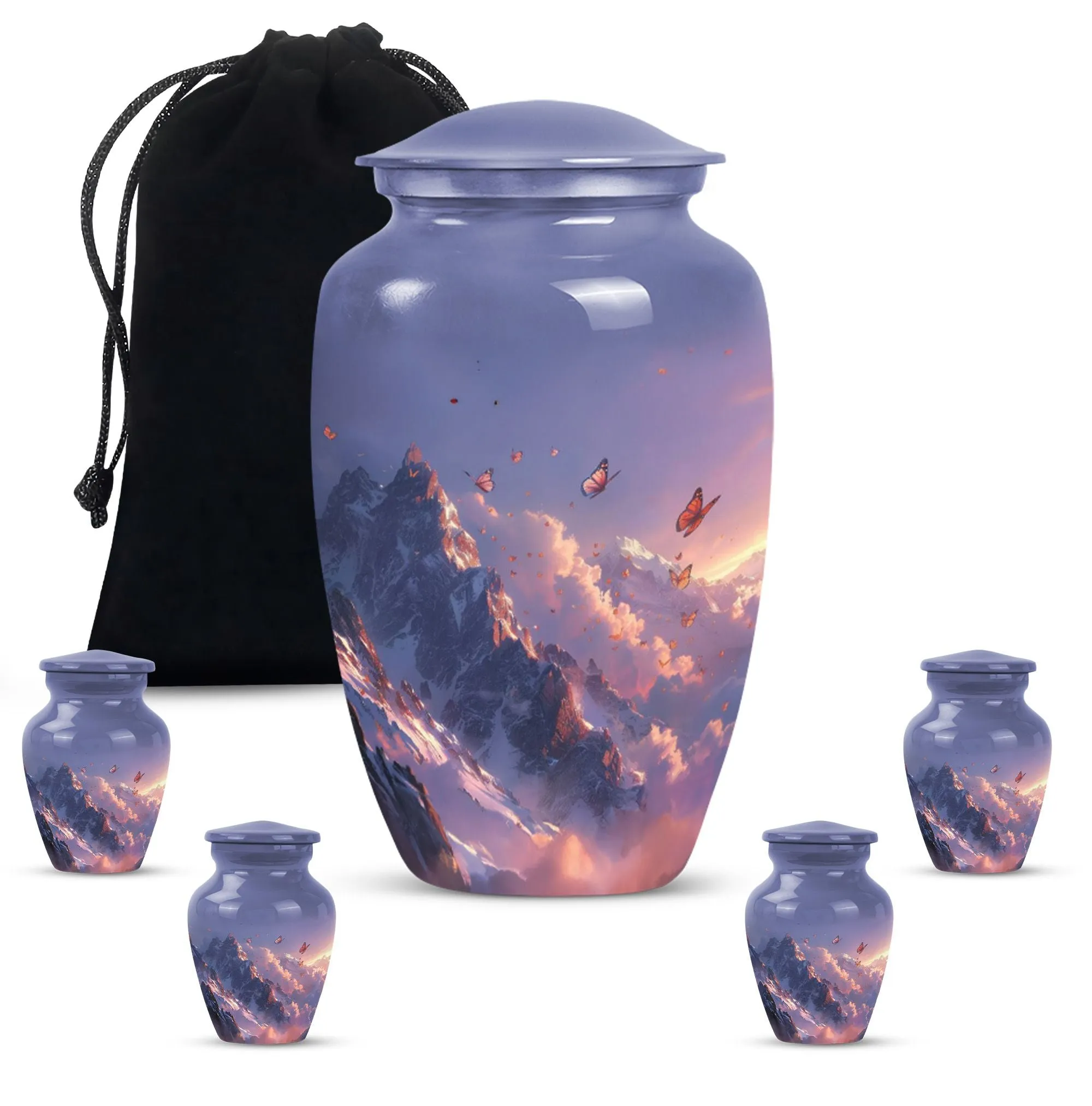 Purple Meadow Elegance - 10 Inch Cremation & Funeral Burial Urn