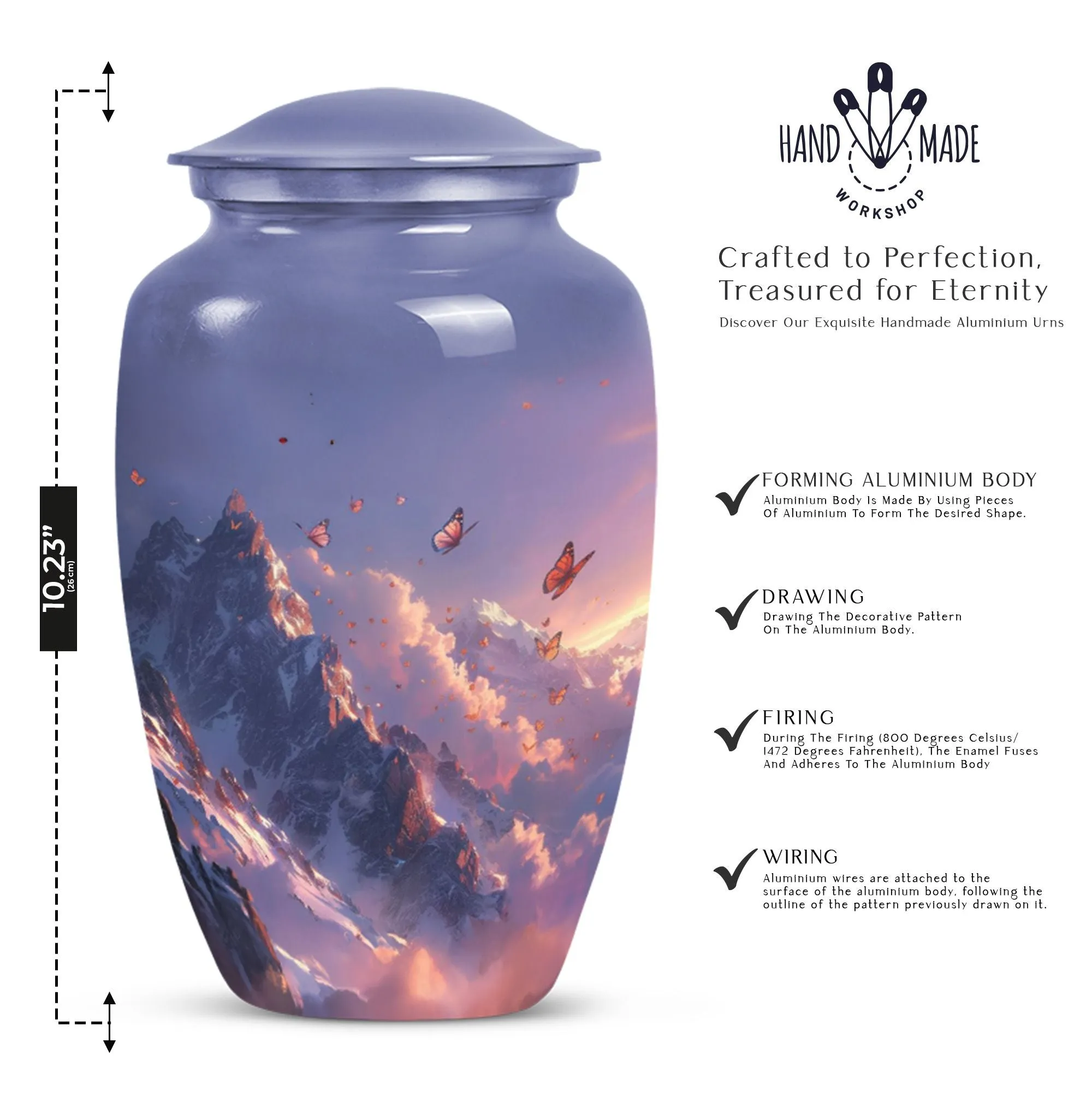 Purple Meadow Elegance - 10 Inch Cremation & Funeral Burial Urn