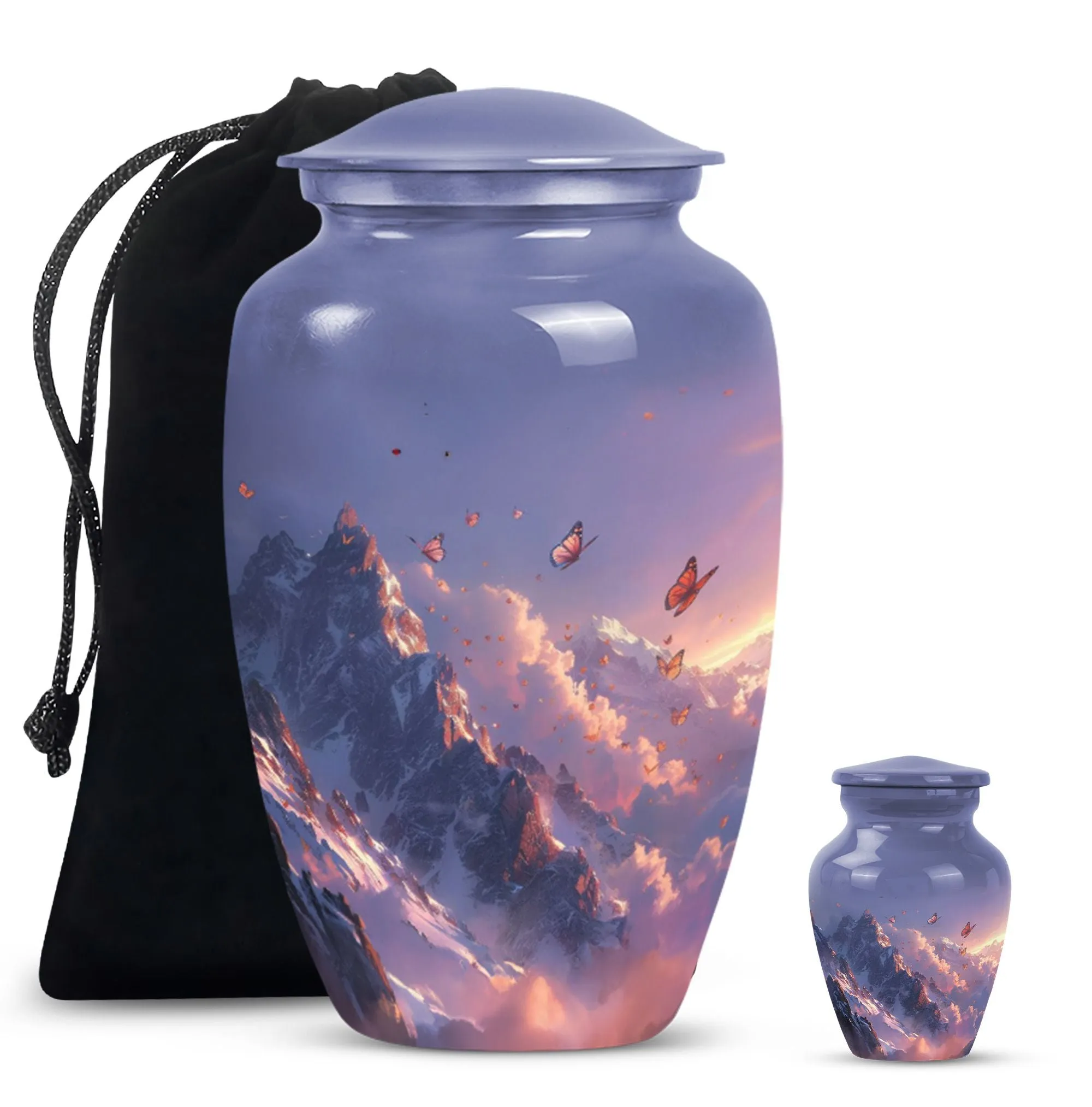 Purple Meadow Elegance - 10 Inch Cremation & Funeral Burial Urn