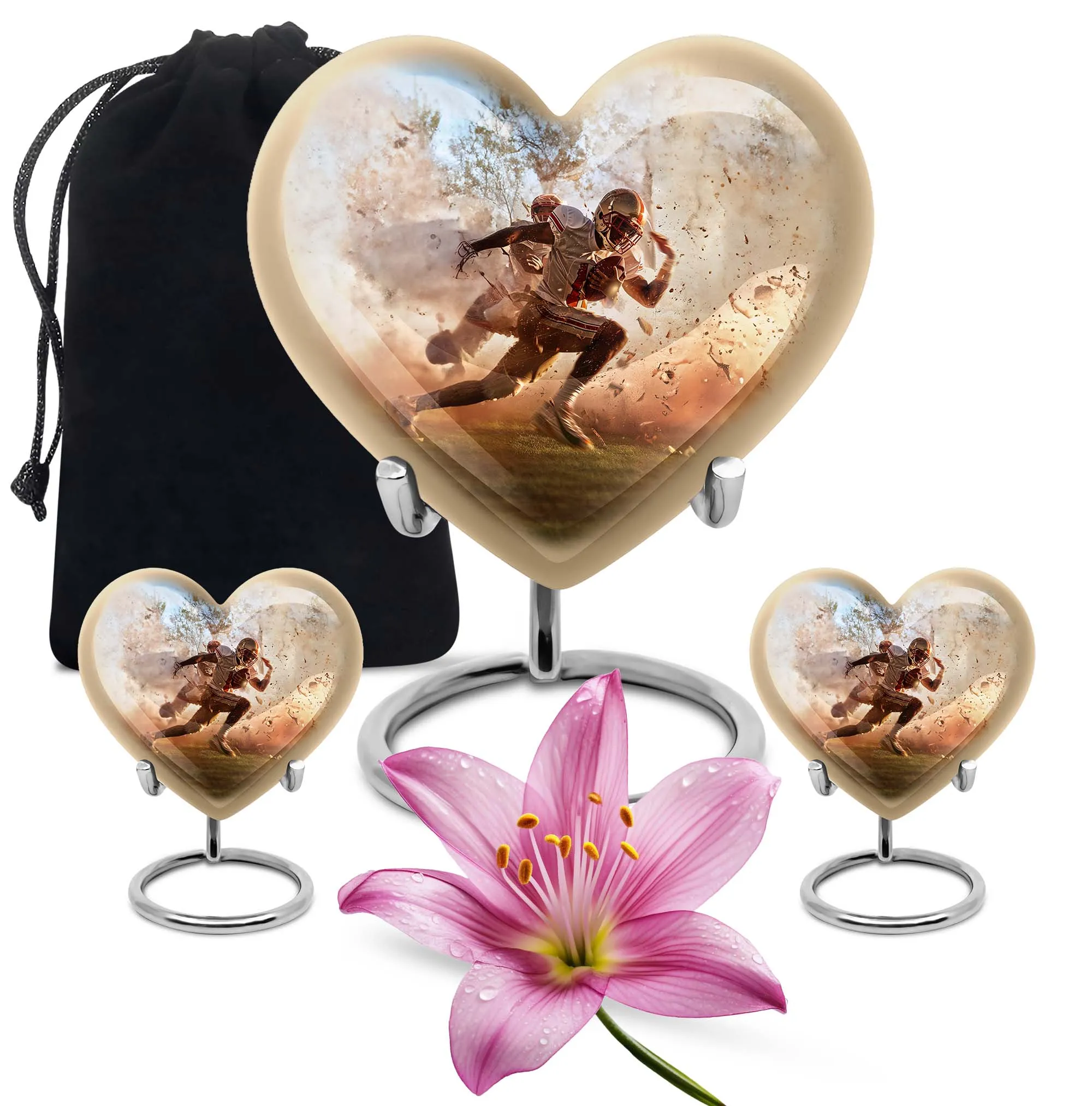 Serene Heart Football Funeral Burial and Memorial Urn For Ashes
