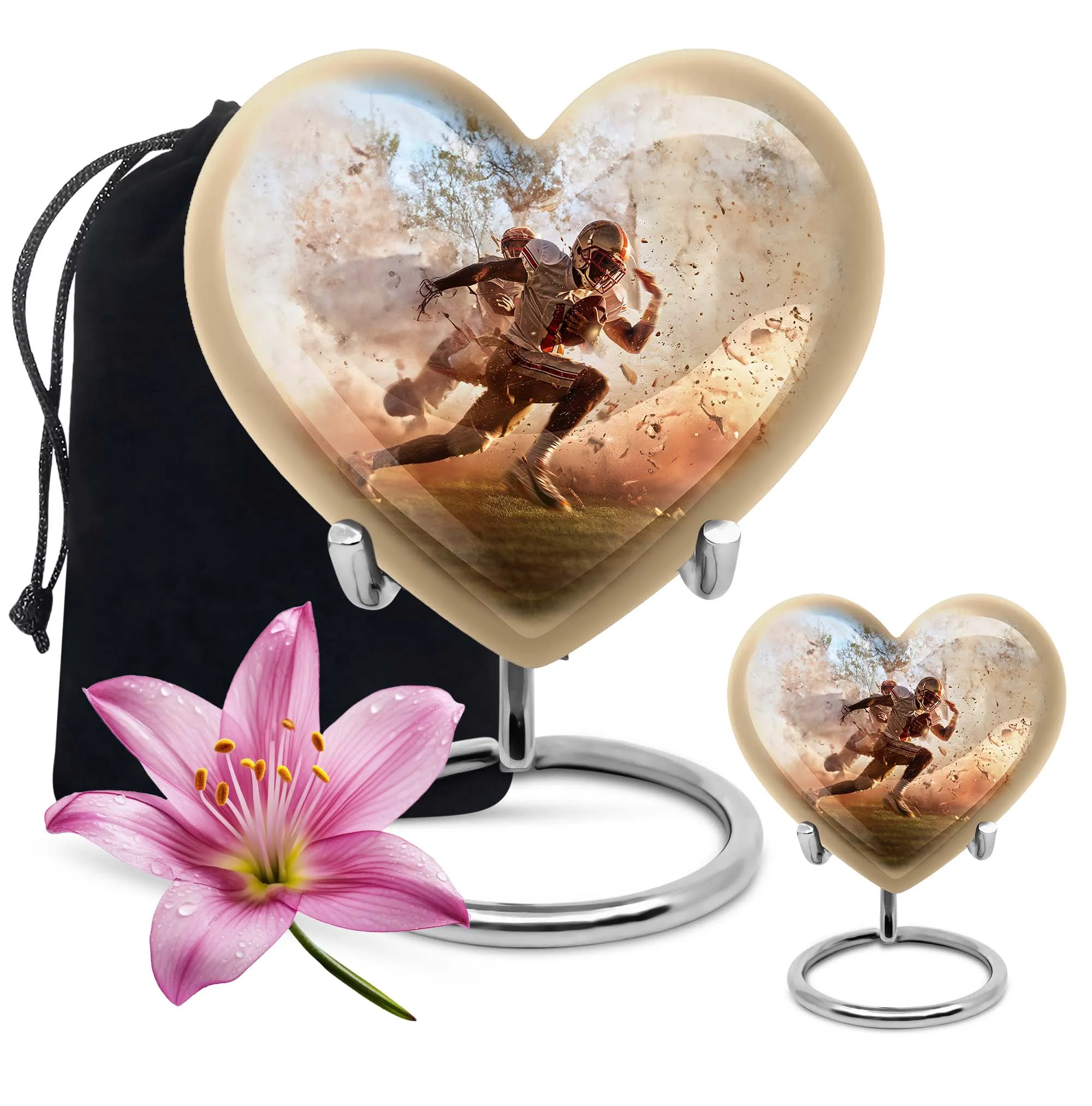 Serene Heart Football Funeral Burial and Memorial Urn For Ashes