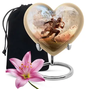Serene Heart Football Funeral Burial and Memorial Urn For Ashes