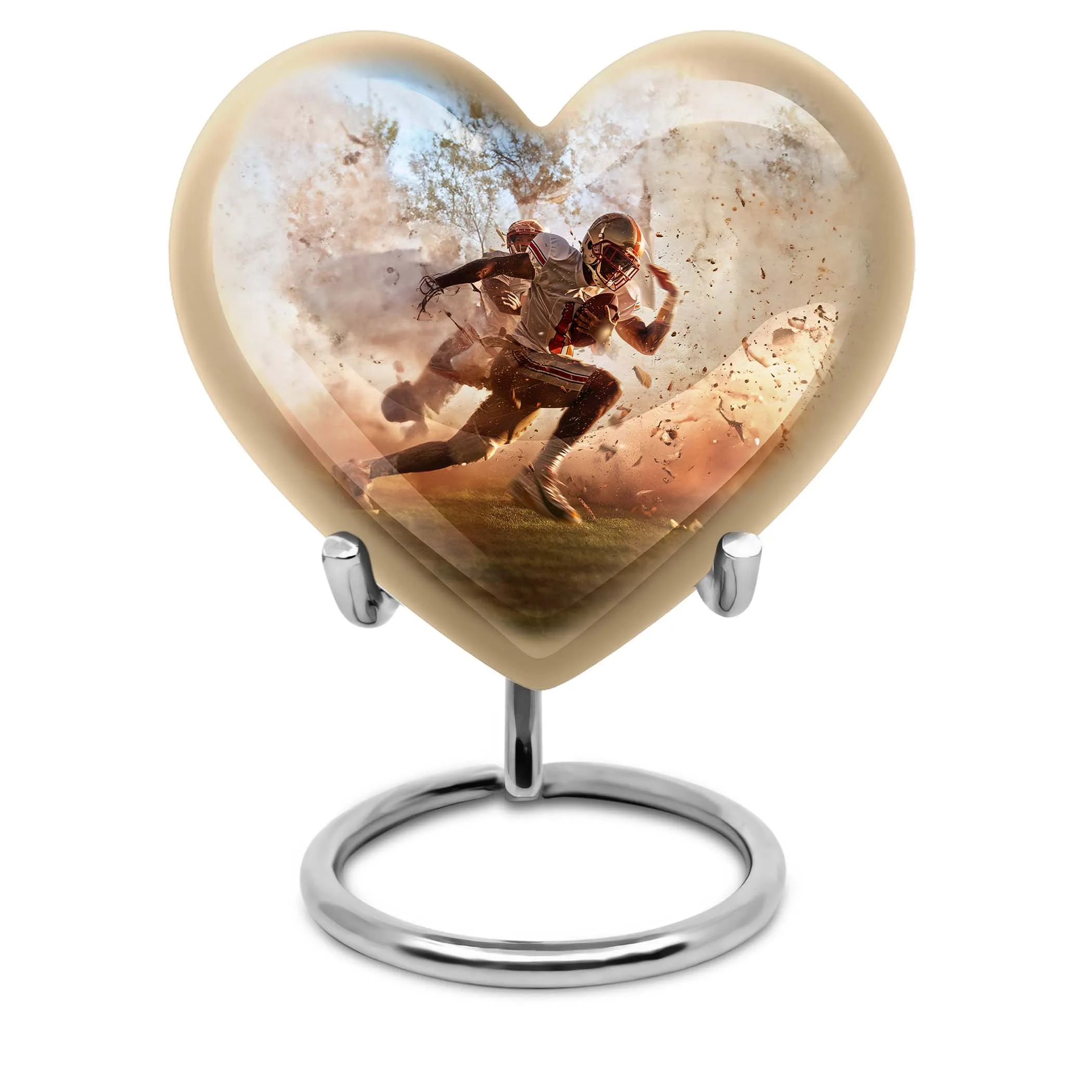 Serene Heart Football Funeral Burial and Memorial Urn For Ashes
