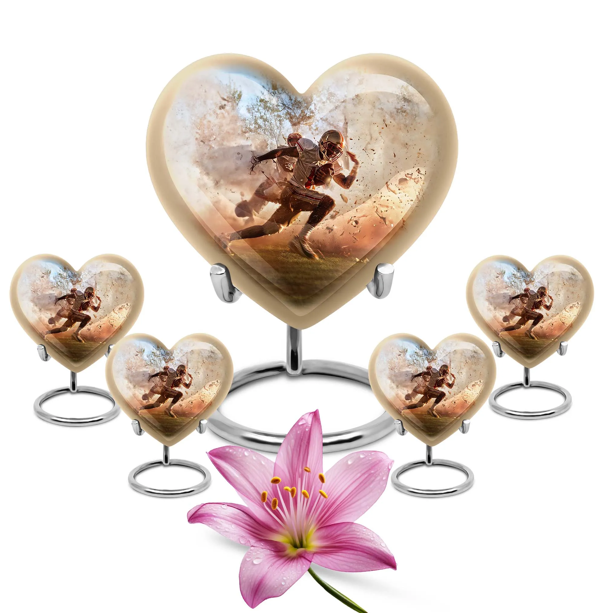 Serene Heart Football Funeral Burial and Memorial Urn For Ashes