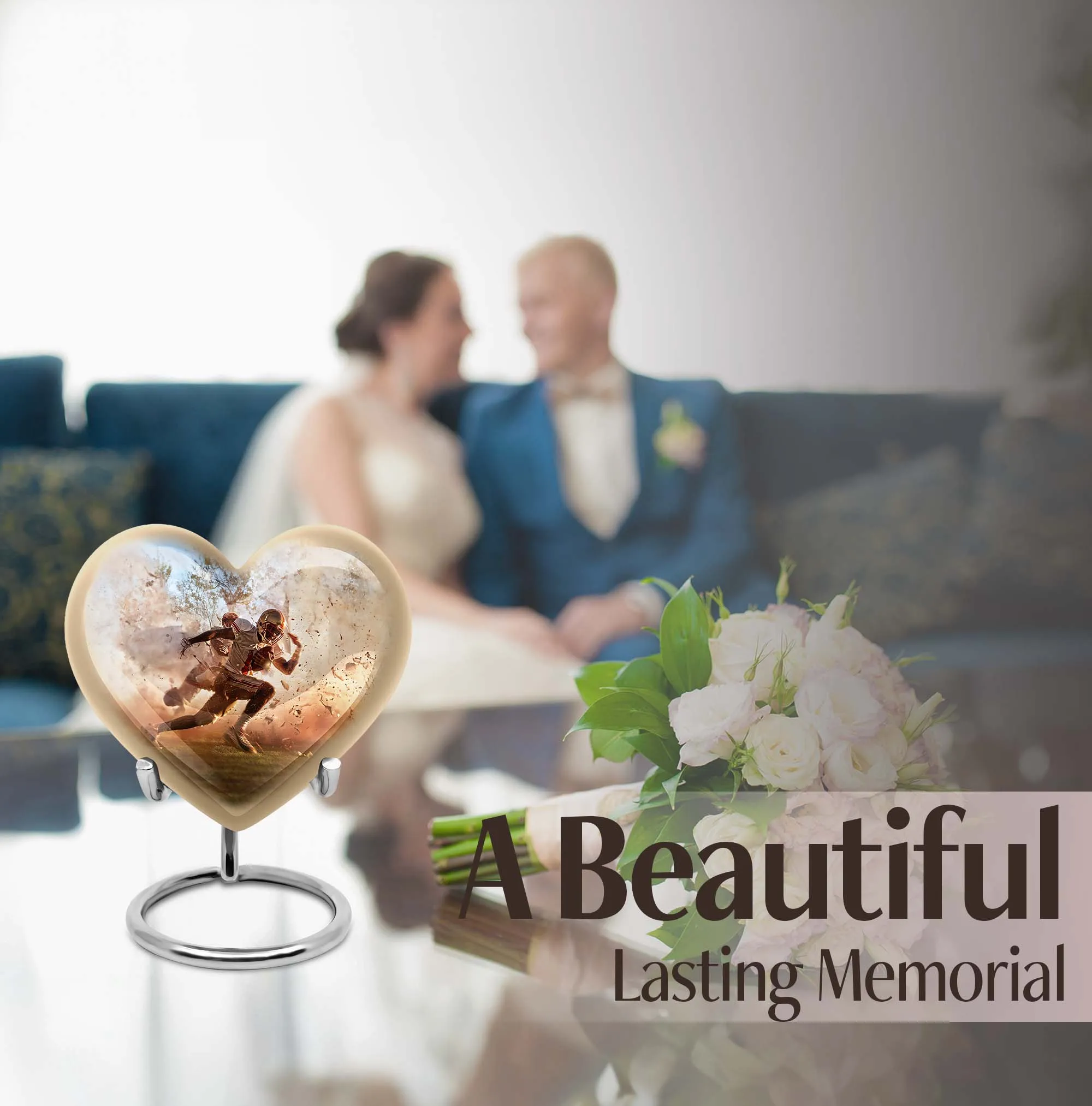 Serene Heart Football Funeral Burial and Memorial Urn For Ashes