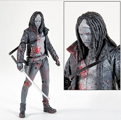 Skybound Exclusive The Walking Dead Michonne BOTH Full Color and Black/White Bloody Action Figure SDCC Exclusive