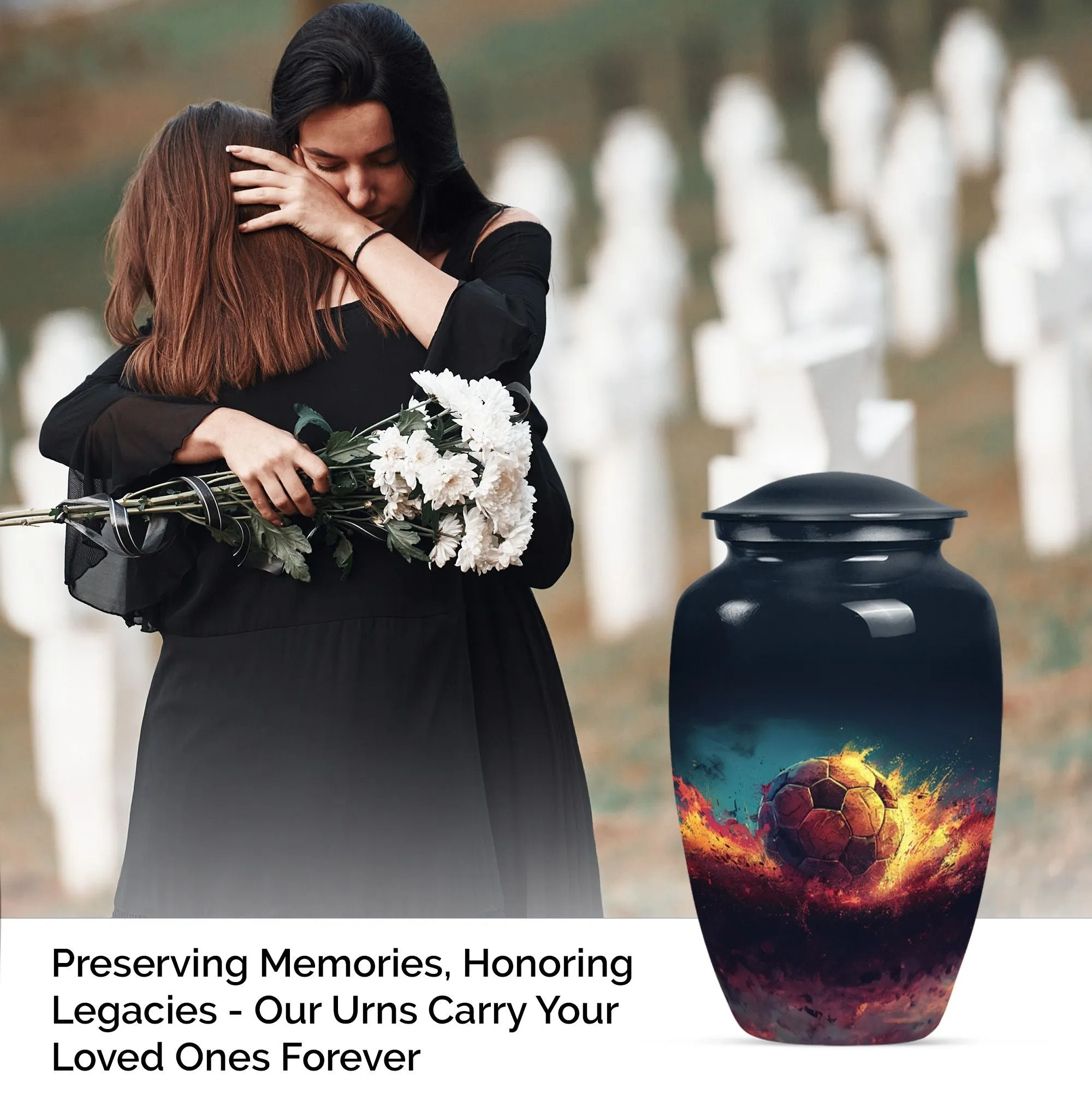 Soccer Enthusiast Resonance - Unique Metal Cremation Urn for Men