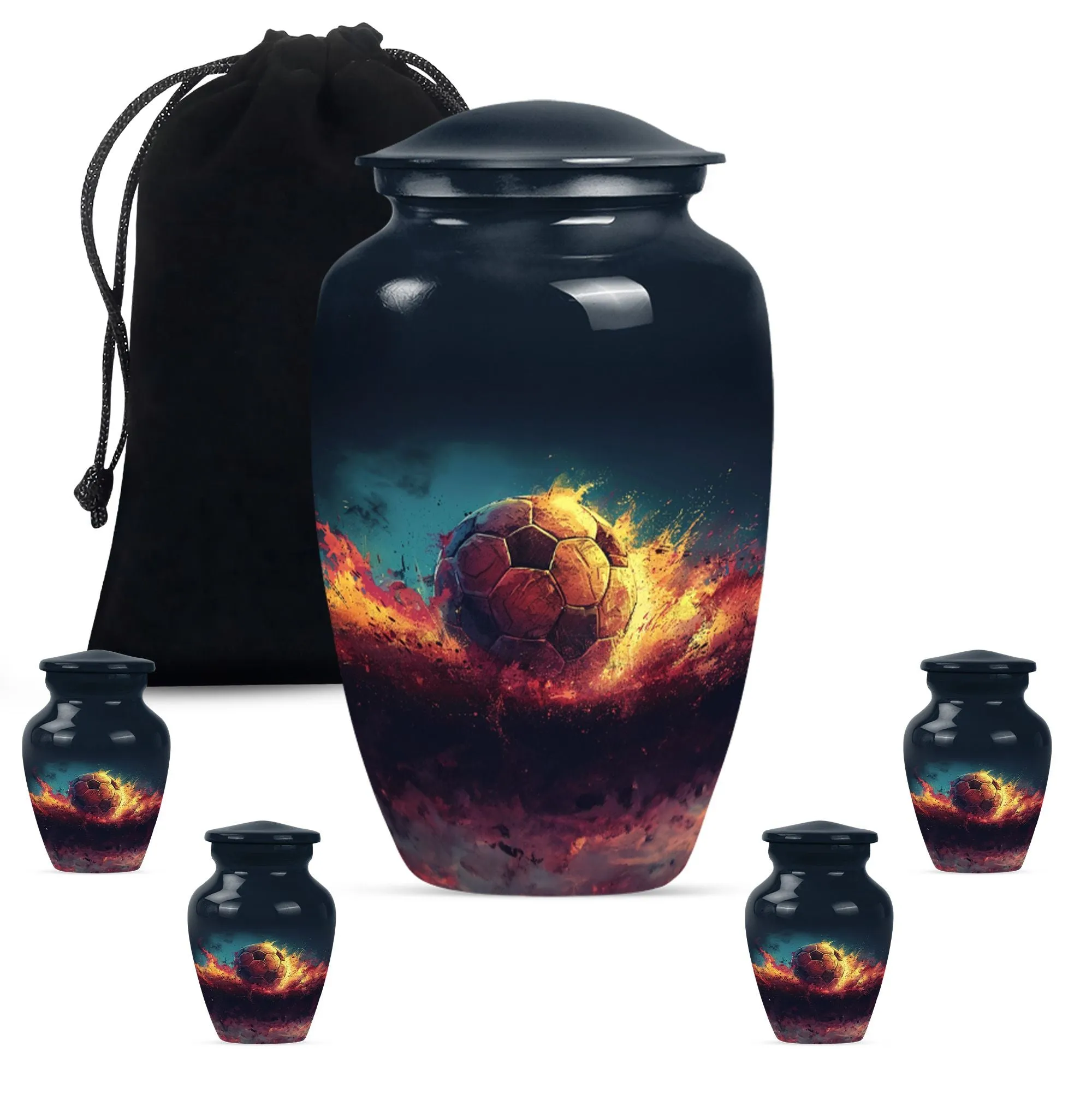 Soccer Enthusiast Resonance - Unique Metal Cremation Urn for Men