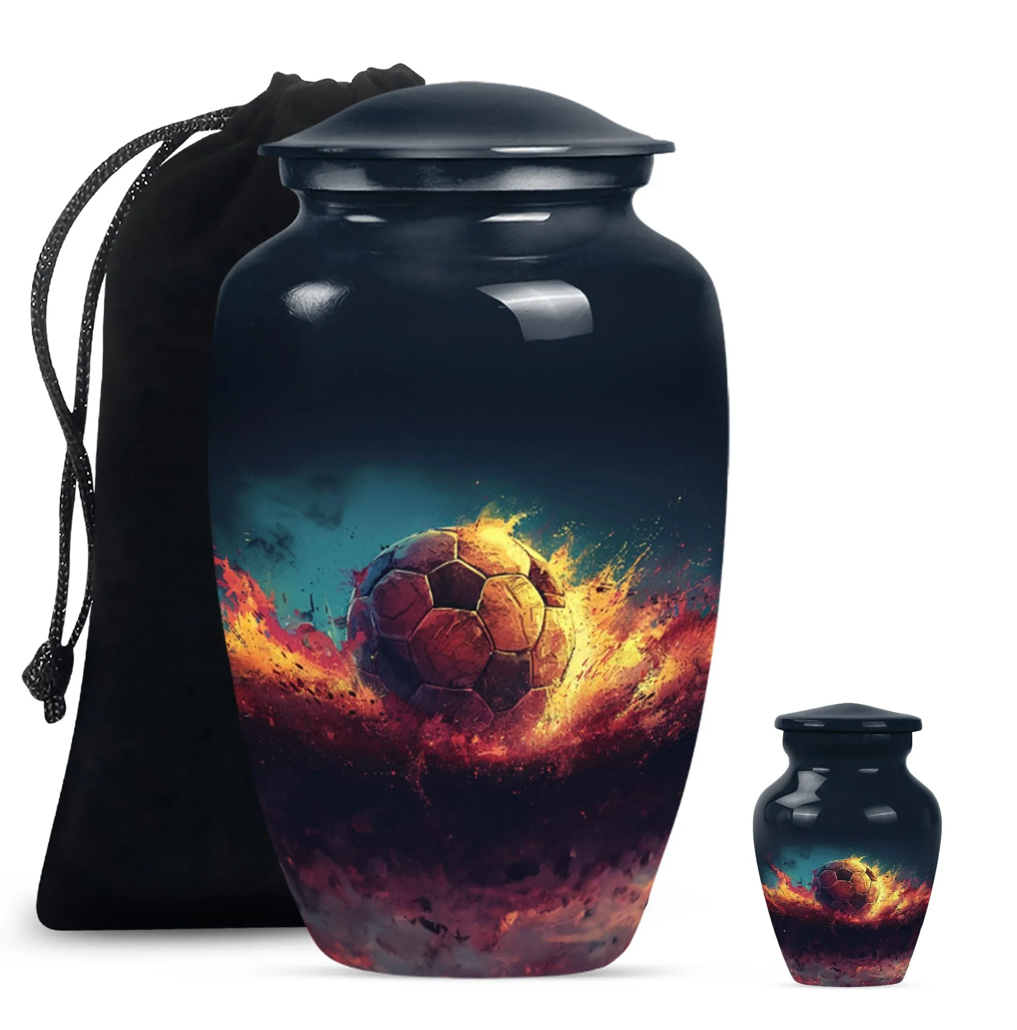 Soccer Enthusiast Resonance - Unique Metal Cremation Urn for Men