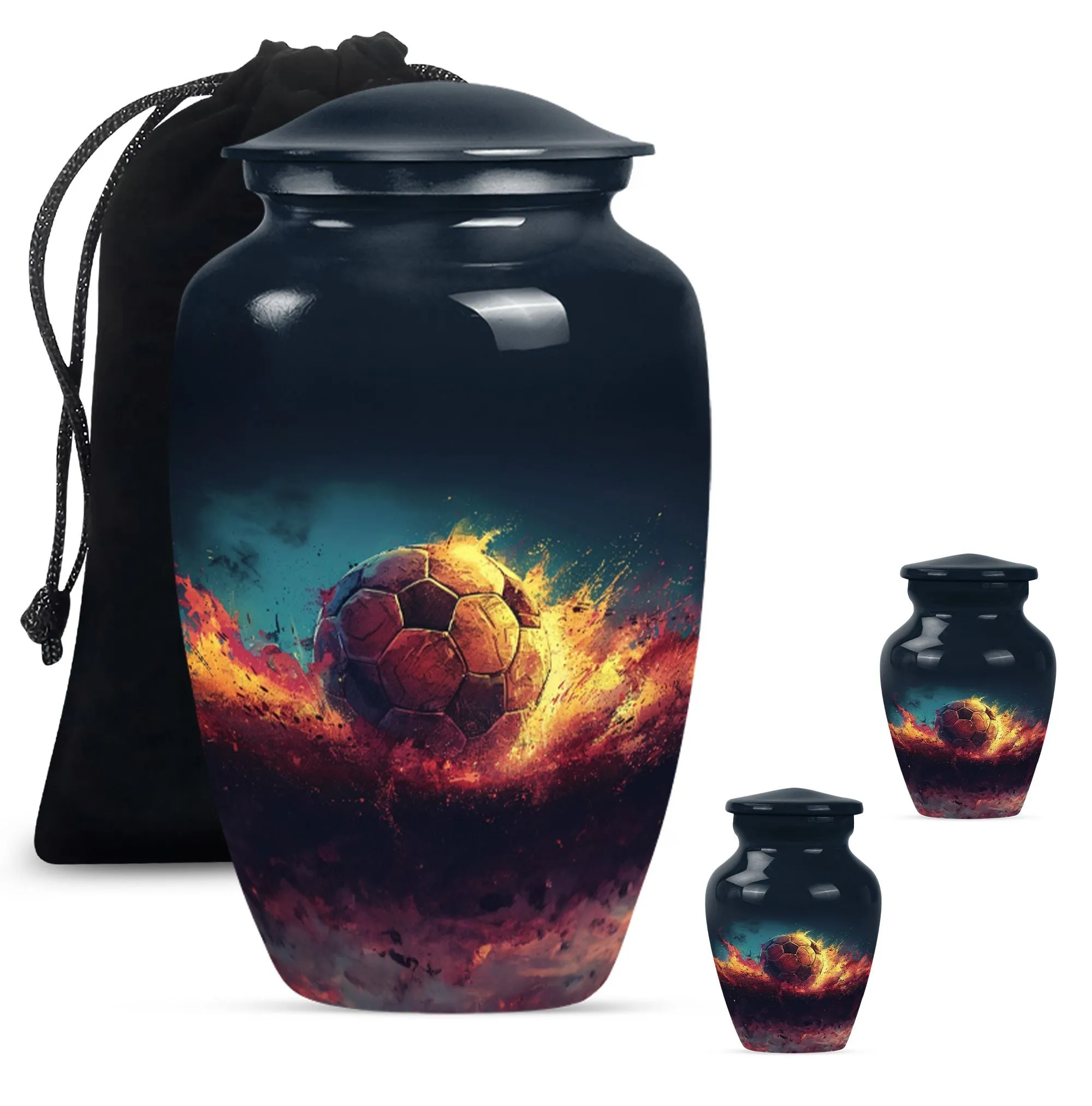 Soccer Enthusiast Resonance - Unique Metal Cremation Urn for Men