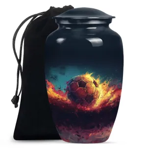 Soccer Enthusiast Resonance - Unique Metal Cremation Urn for Men