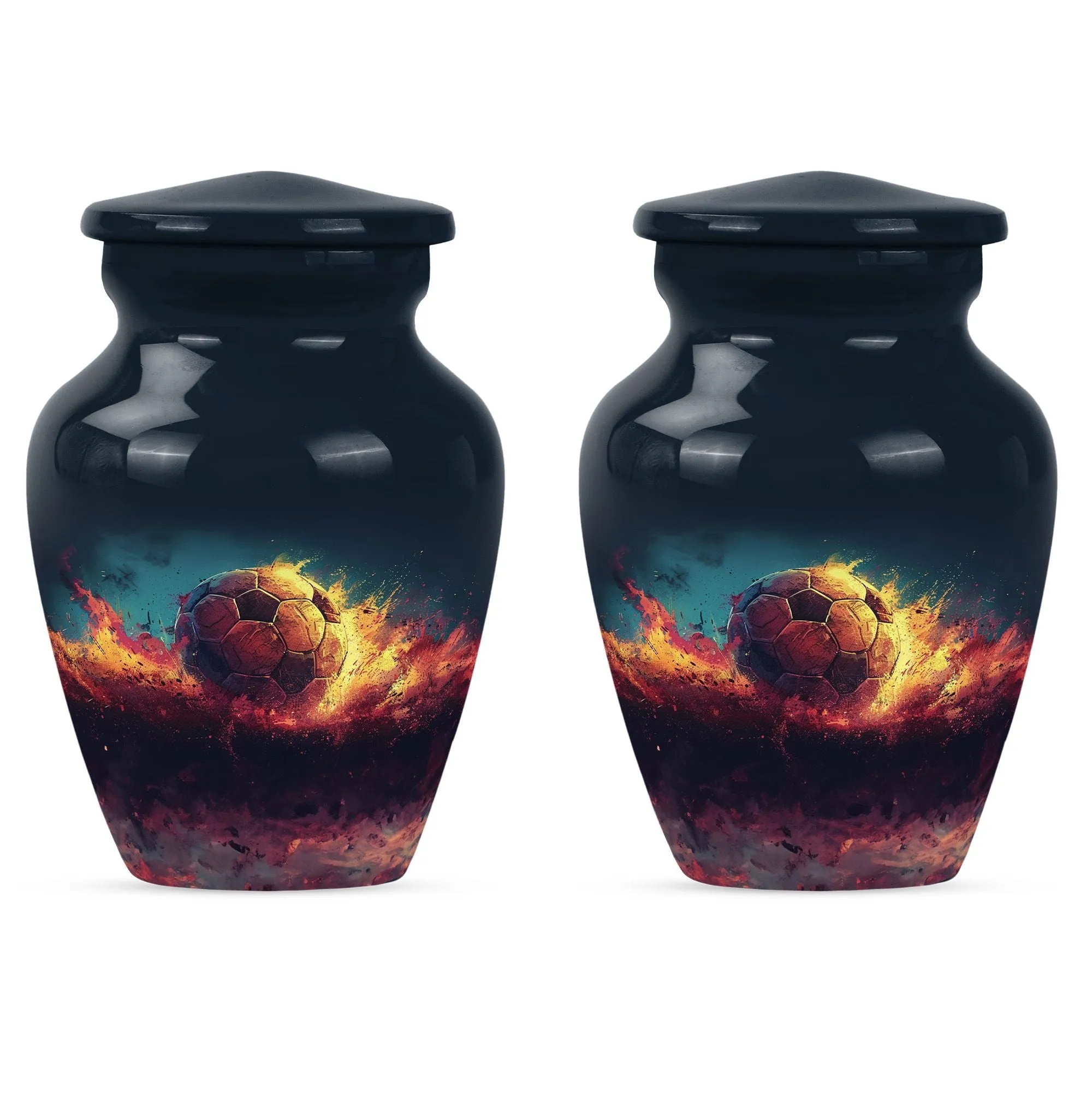 Soccer Enthusiast Resonance - Unique Metal Cremation Urn for Men