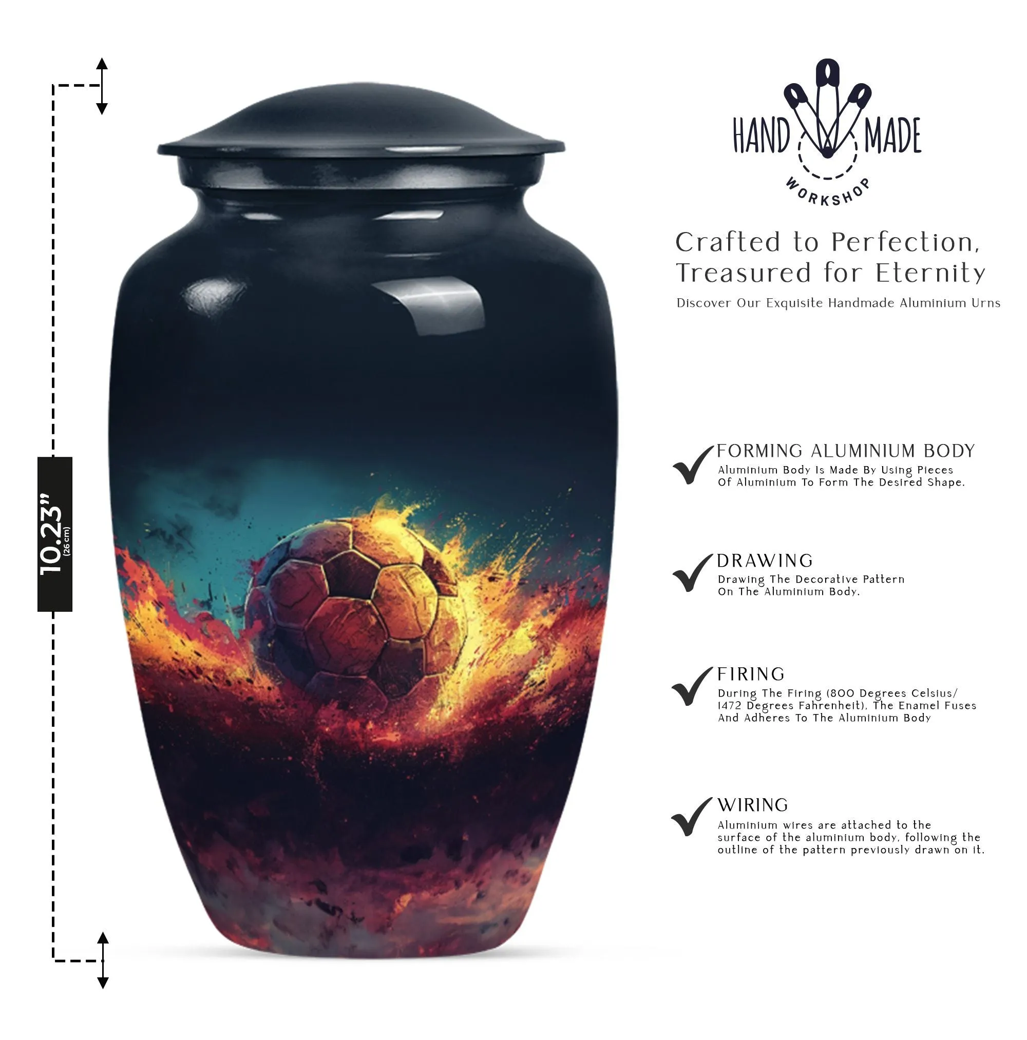 Soccer Enthusiast Resonance - Unique Metal Cremation Urn for Men
