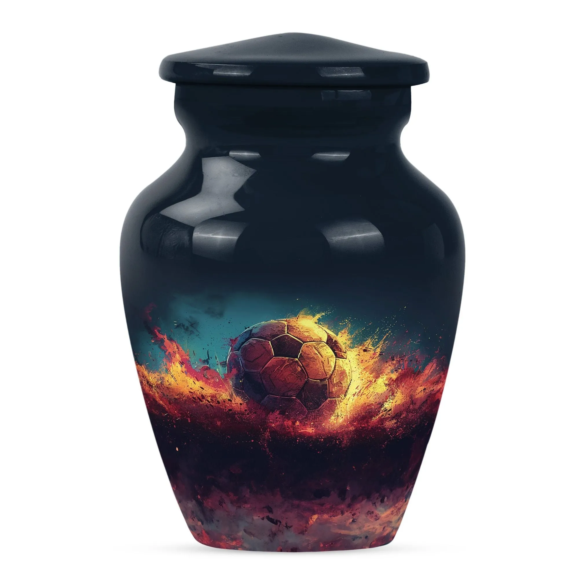 Soccer Enthusiast Resonance - Unique Metal Cremation Urn for Men