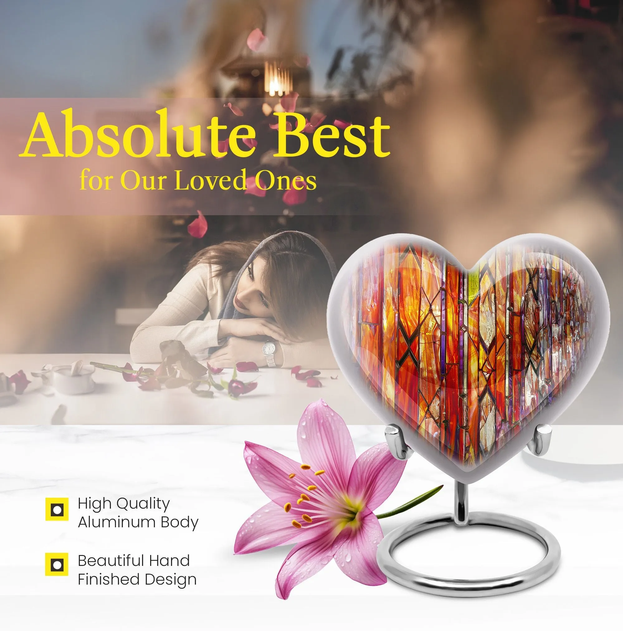 Spectral Keepsake: Stained Glass Cremation Urn for Storing Ashes