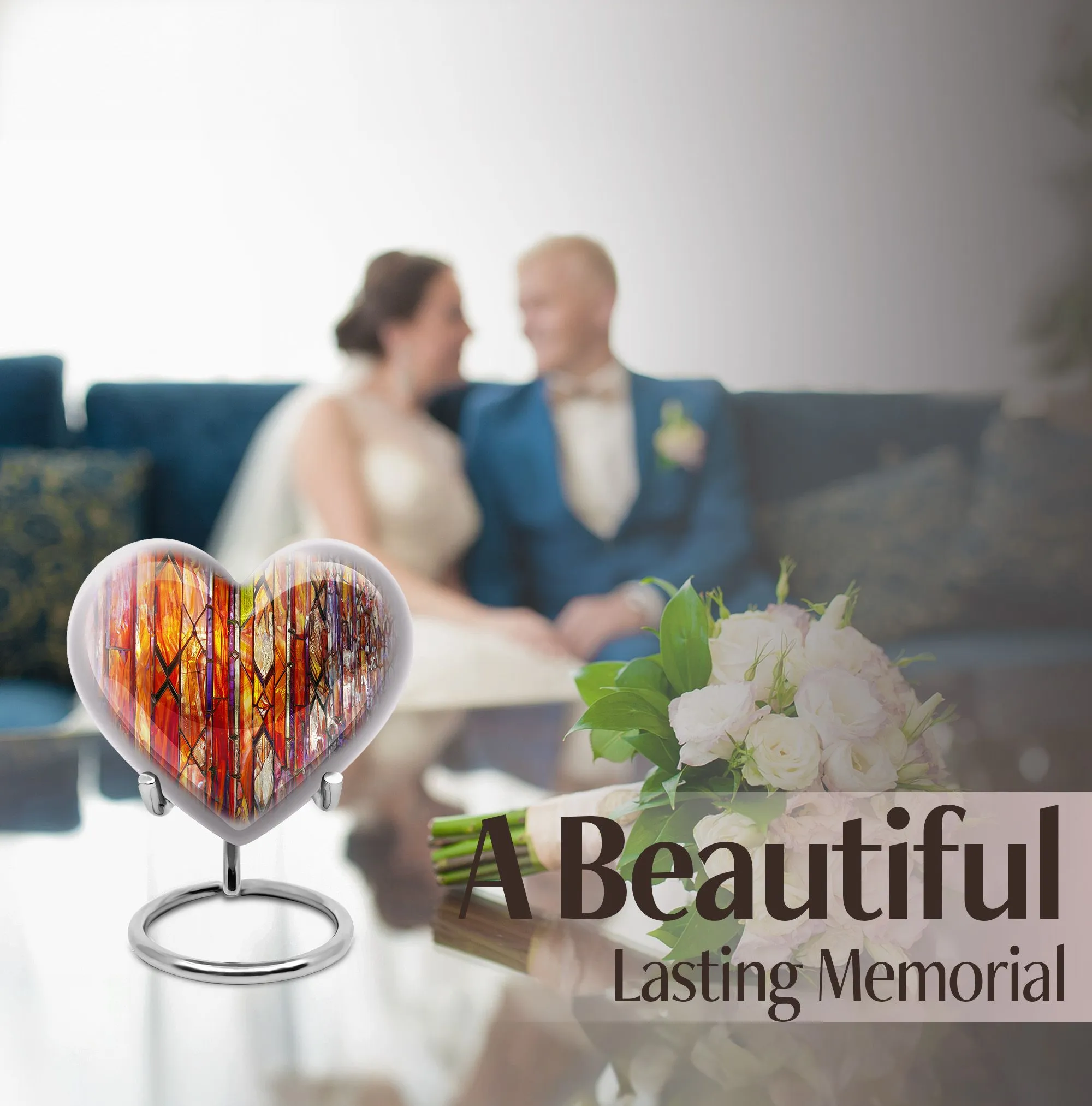 Spectral Keepsake: Stained Glass Cremation Urn for Storing Ashes