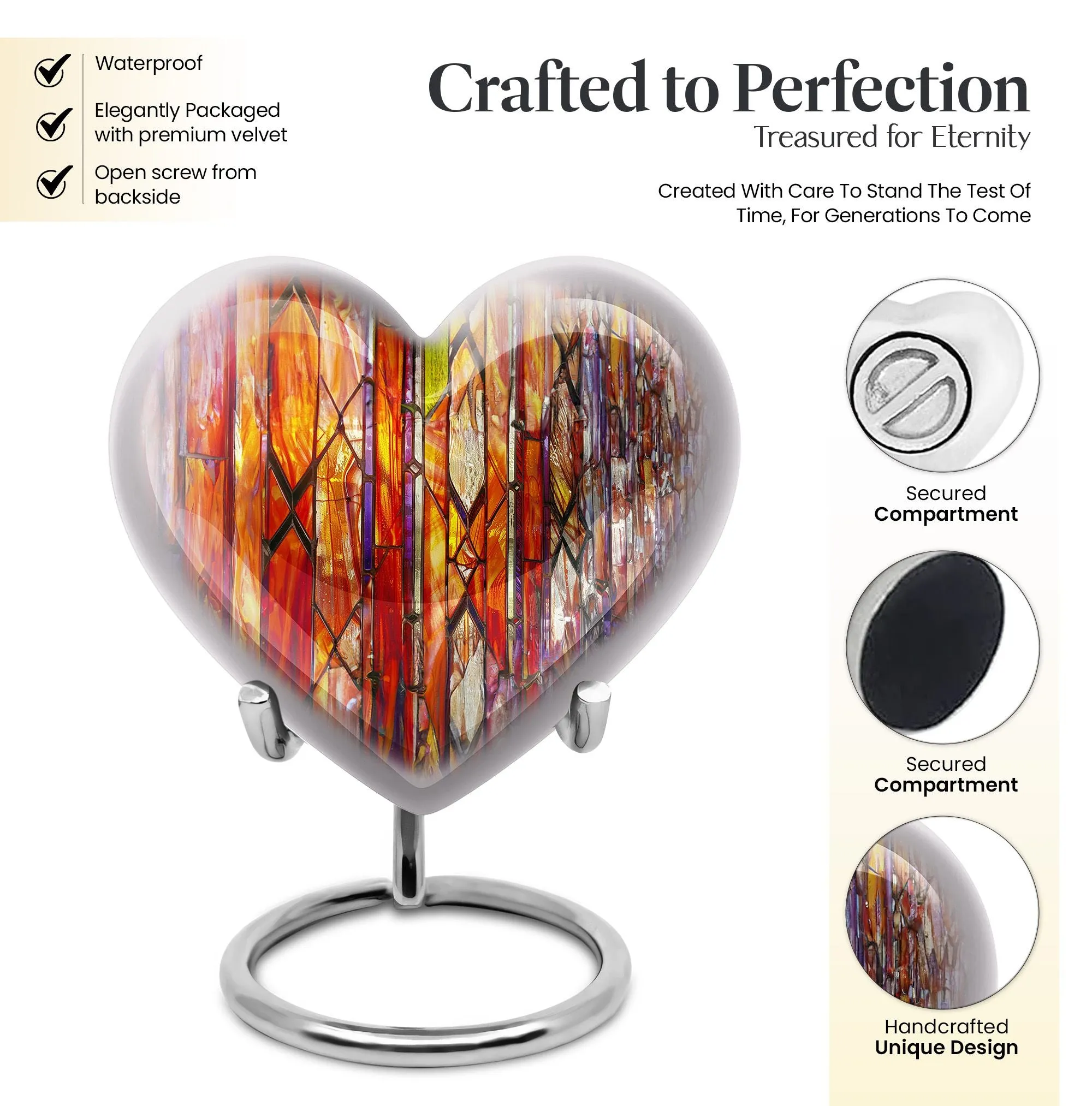 Spectral Keepsake: Stained Glass Cremation Urn for Storing Ashes