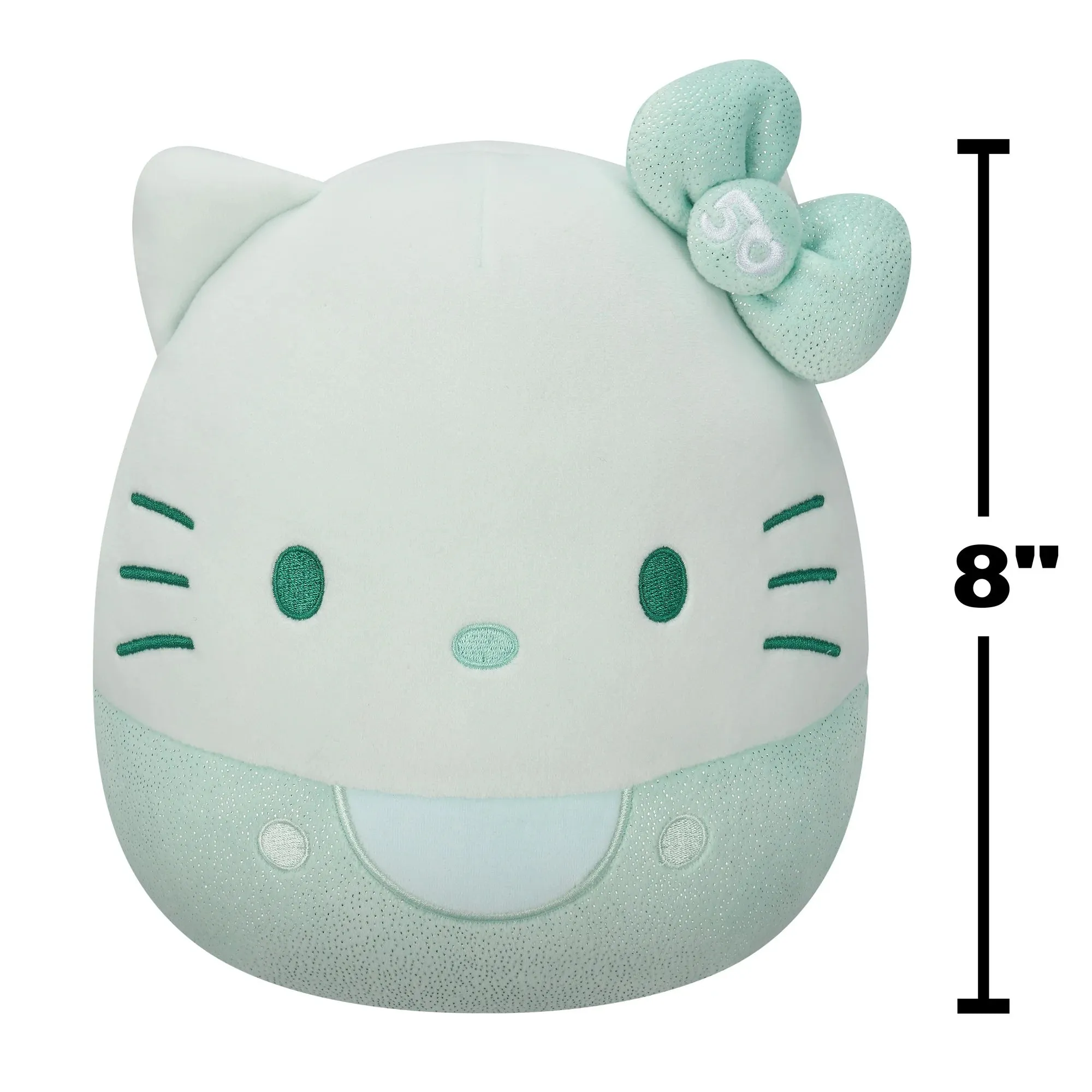 Squishmallow SQSN00490 8 inch Hello Kitty Monochrome 50th Anniversay Teal Ultra Soft Toy