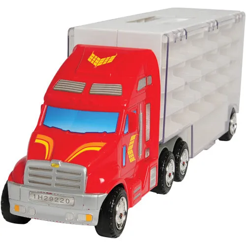 Super-Rig Carrier for 44 Die-Cast Cars | Heavy-Duty 8-Wheel Storage Case with Handle