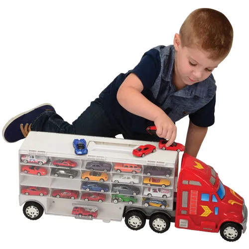 Super-Rig Carrier for 44 Die-Cast Cars | Heavy-Duty 8-Wheel Storage Case with Handle
