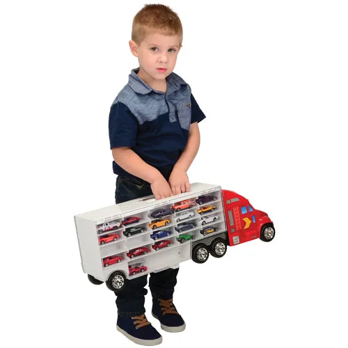 Super-Rig Carrier for 44 Die-Cast Cars | Heavy-Duty 8-Wheel Storage Case with Handle