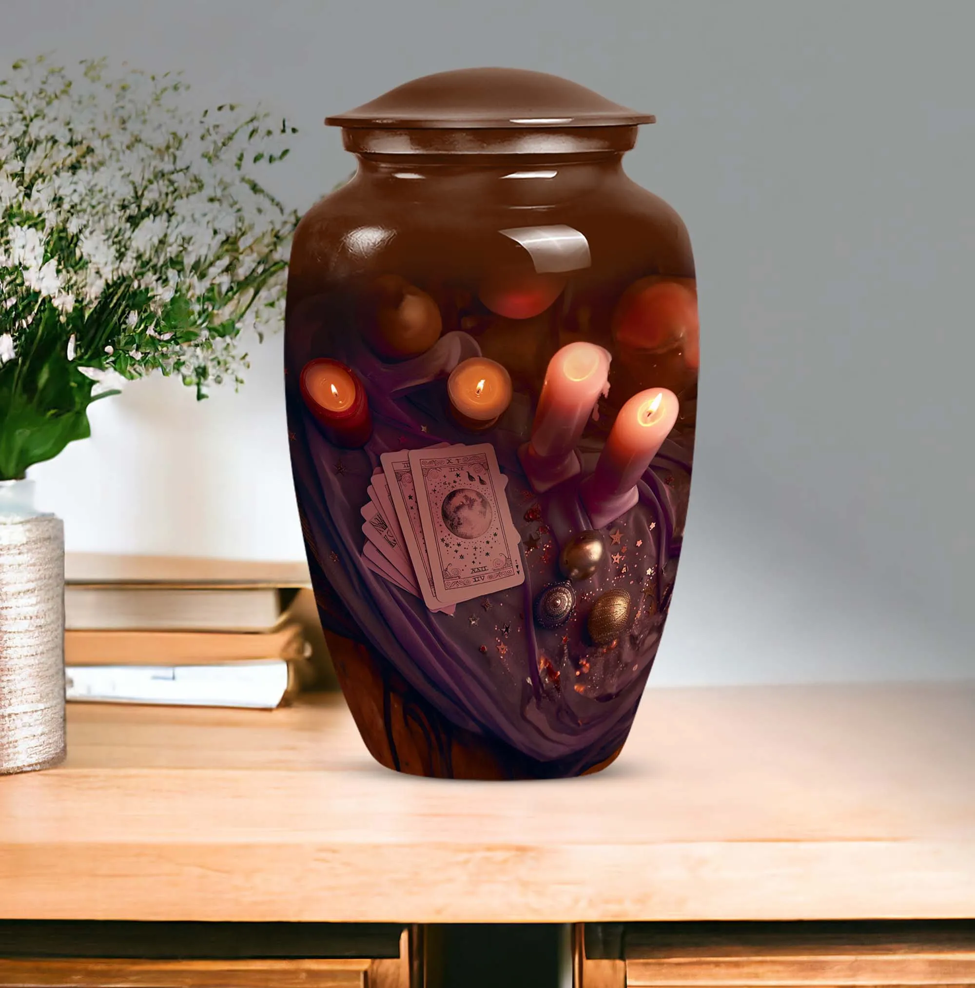 Tarot Classic: Unique Aluminium Funeral Urn for Cremation Ashes