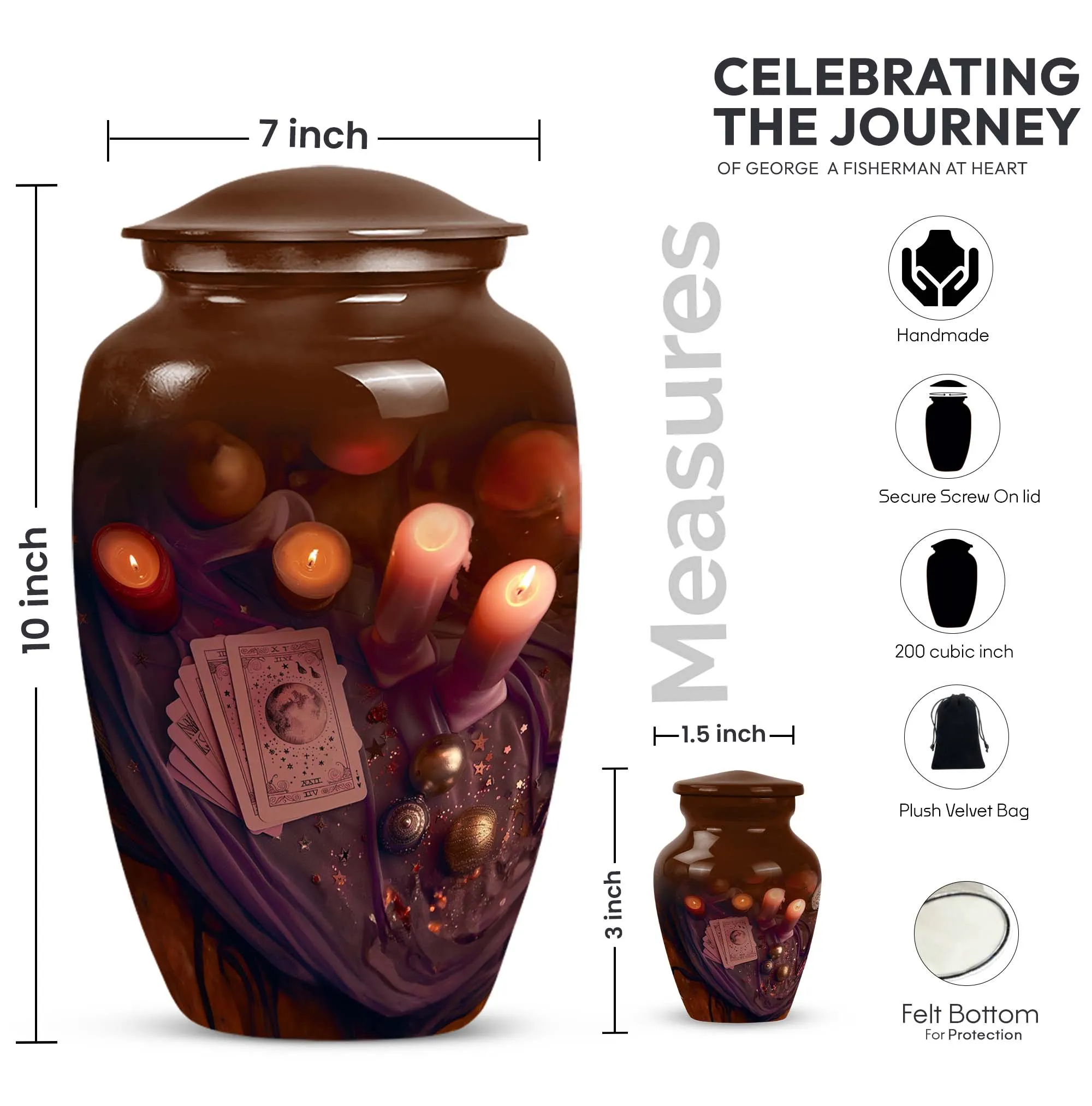 Tarot Classic: Unique Aluminium Funeral Urn for Cremation Ashes