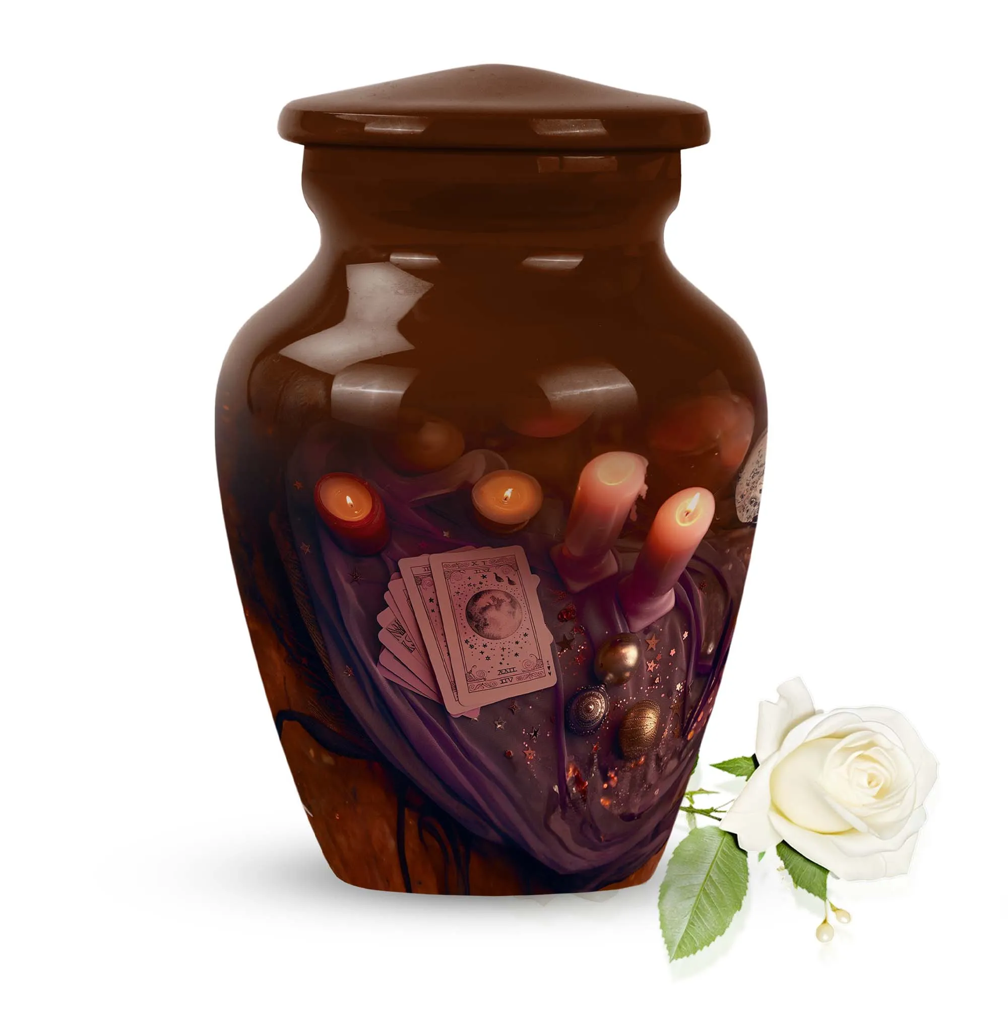 Tarot Classic: Unique Aluminium Funeral Urn for Cremation Ashes