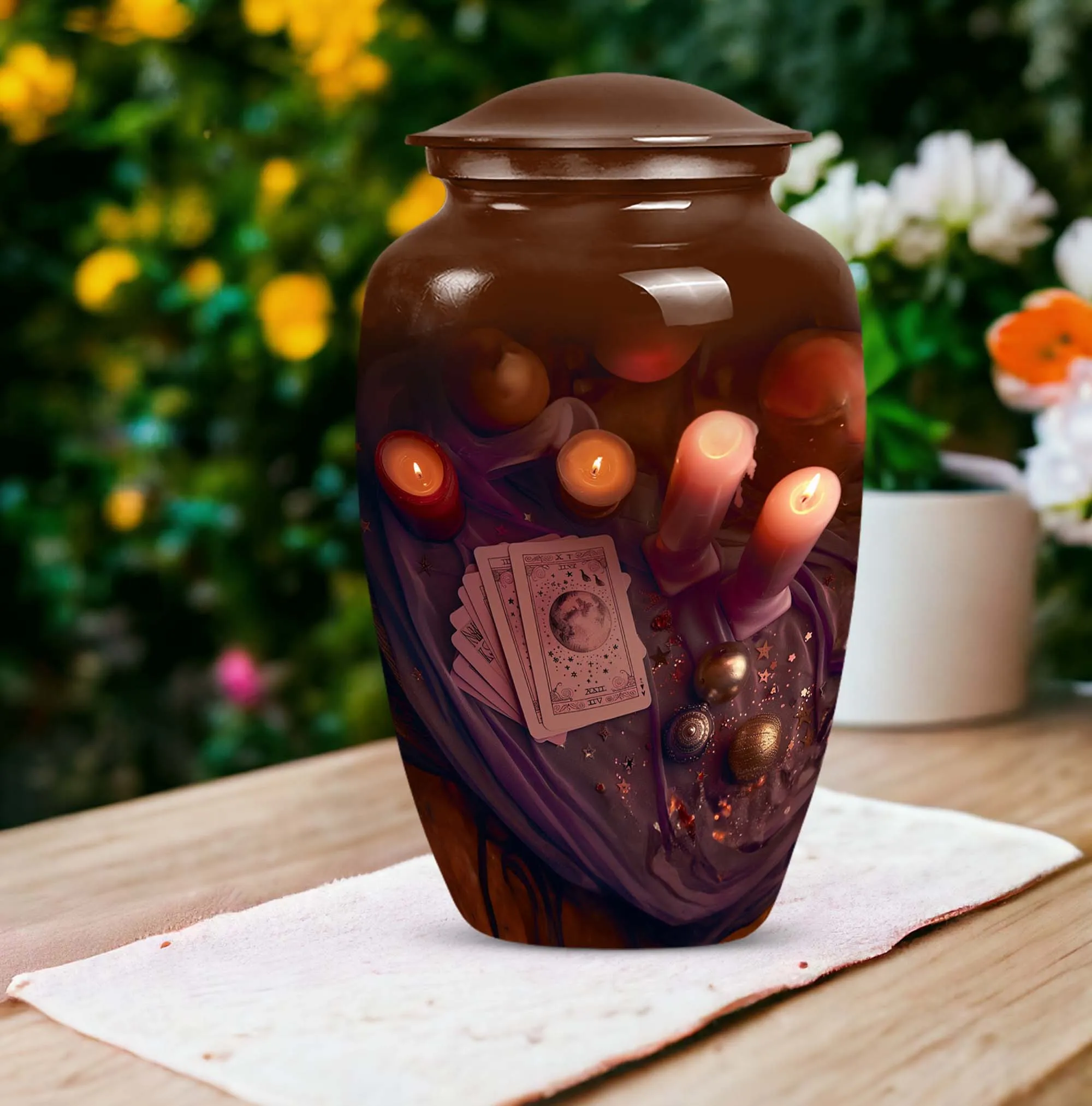 Tarot Classic: Unique Aluminium Funeral Urn for Cremation Ashes