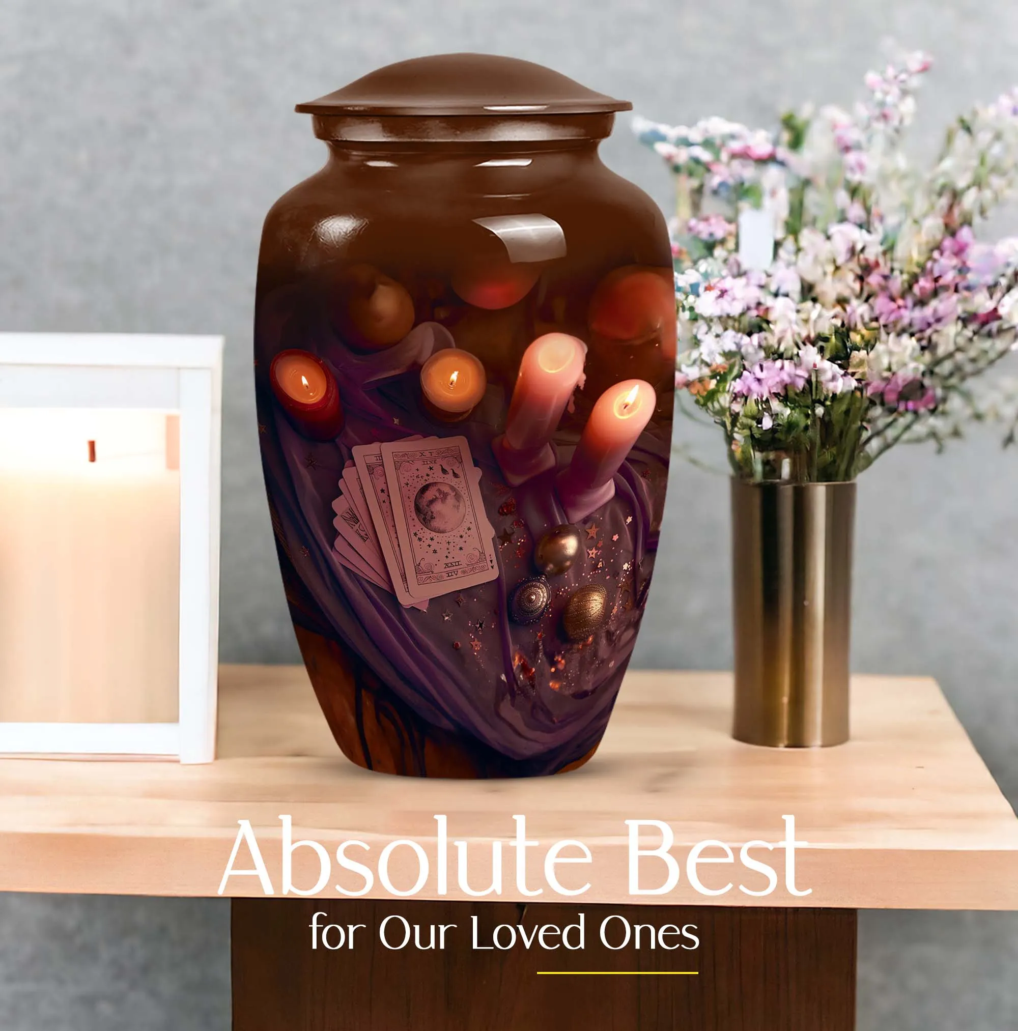 Tarot Classic: Unique Aluminium Funeral Urn for Cremation Ashes
