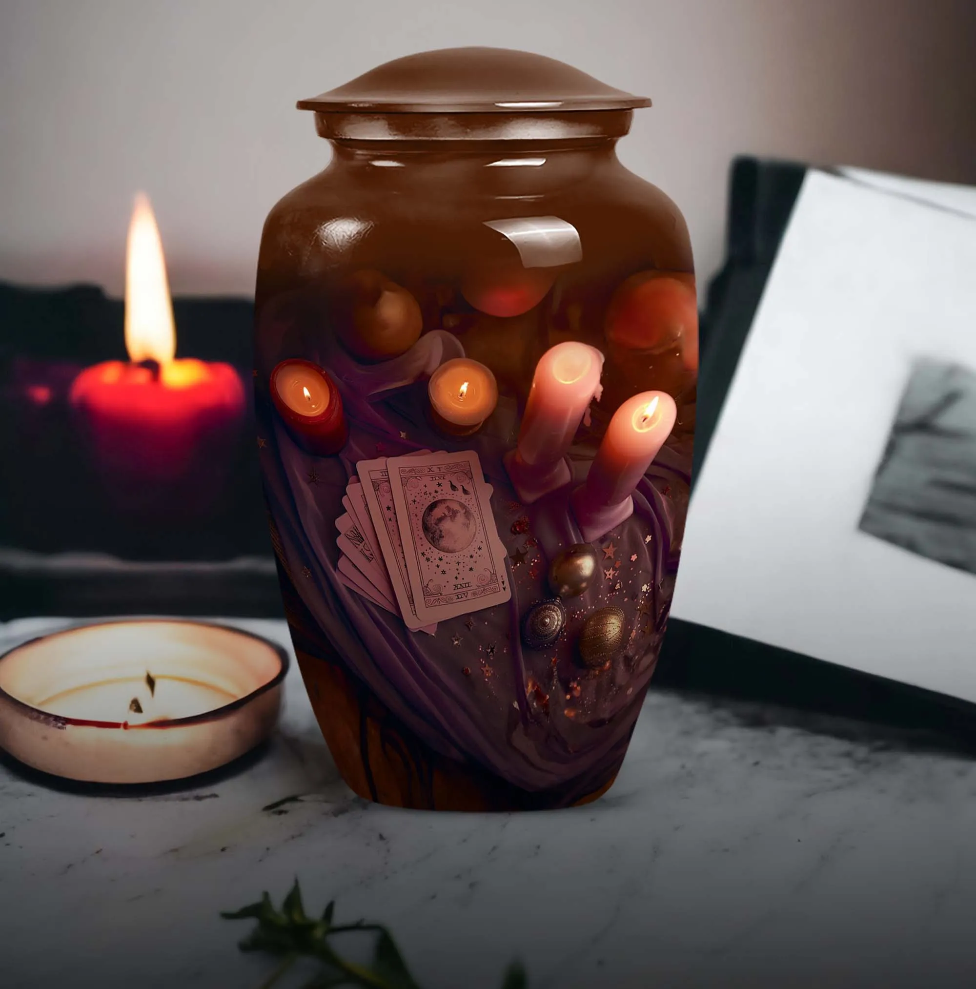 Tarot Classic: Unique Aluminium Funeral Urn for Cremation Ashes