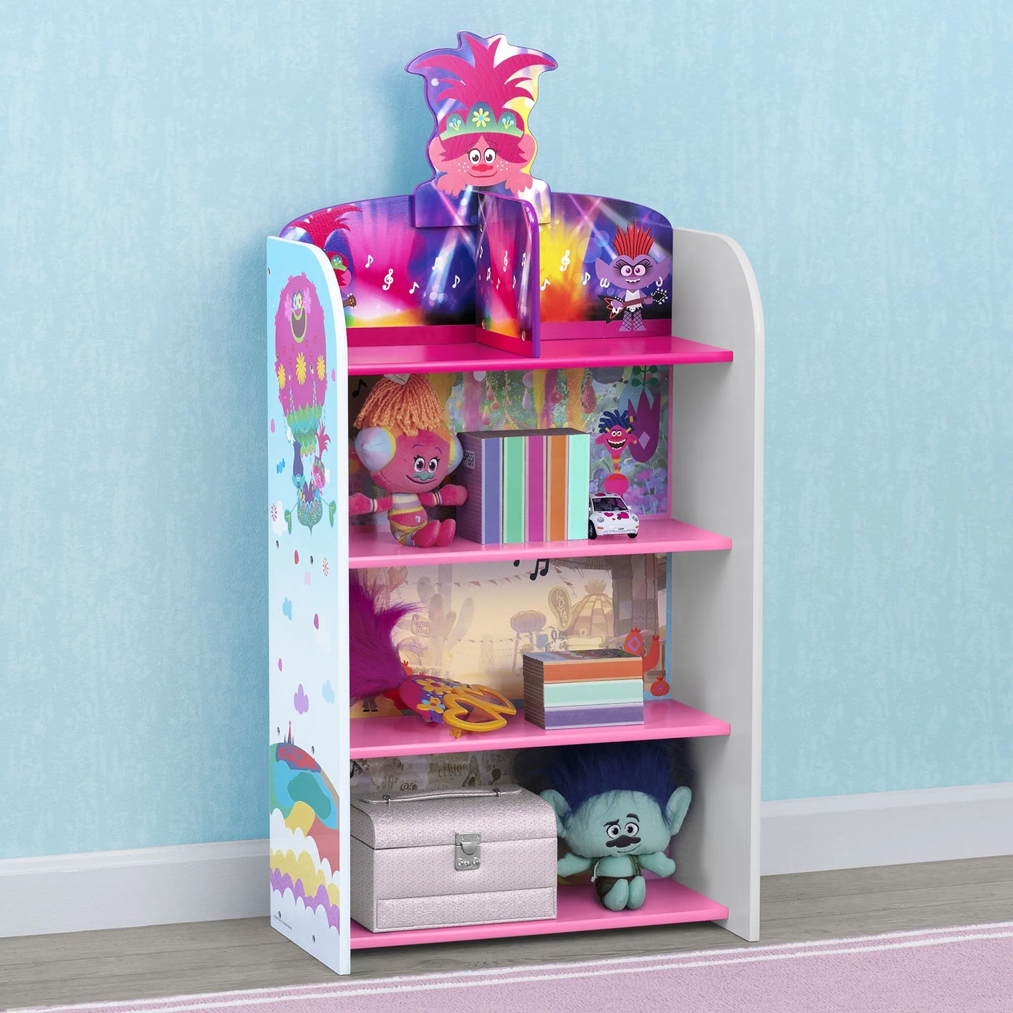 Trolls World Tour Wooden Playhouse 4-Shelf Bookcase