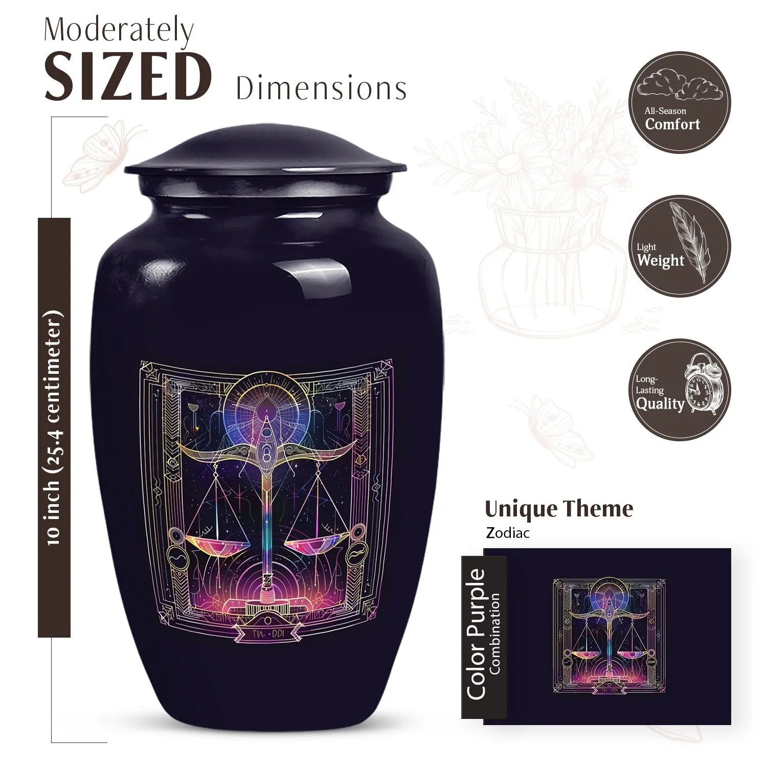 Unique Zodiac Commemoration: Medium-Sized Urn For Human Remains