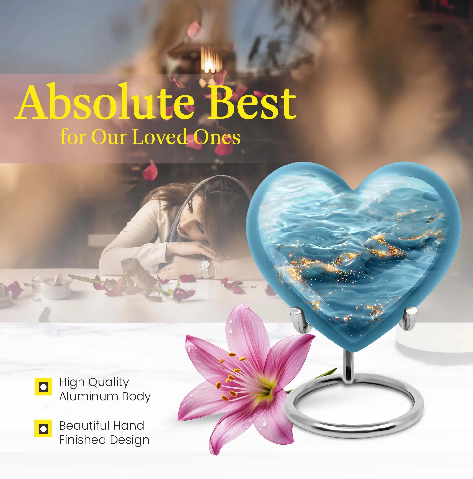 Vibrant Swirl Urn - Abstract Heart Theme Cremation for Humans