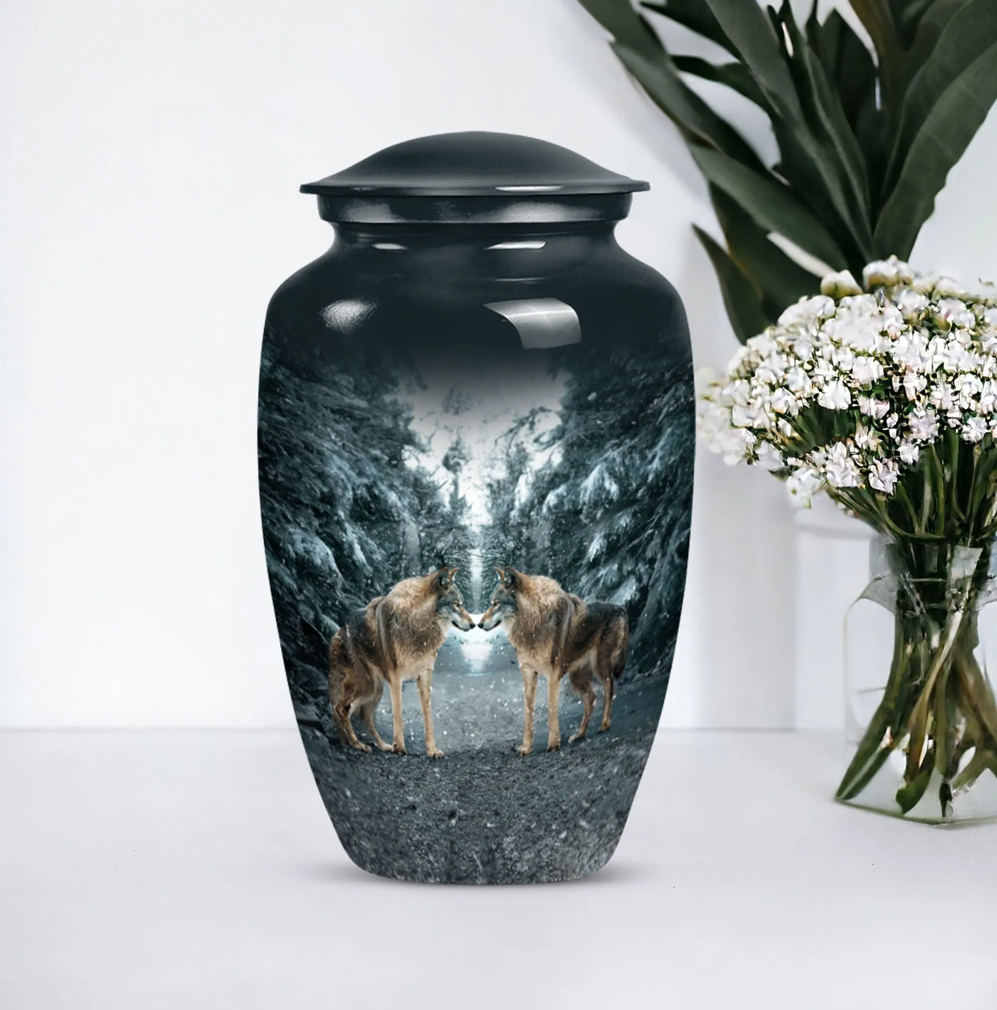 Wolverine Tribute: Exquisite Wolf Howling Large Funeral Ash Urn