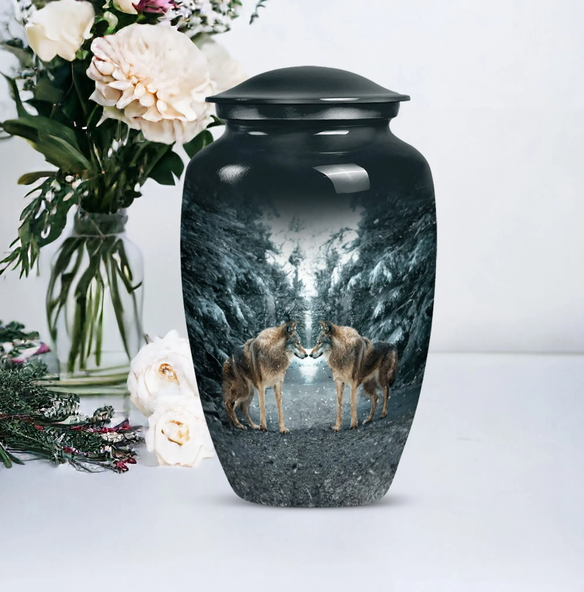 Wolverine Tribute: Exquisite Wolf Howling Large Funeral Ash Urn