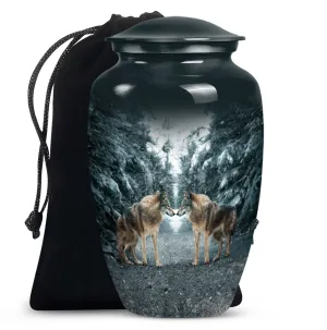 Wolverine Tribute: Exquisite Wolf Howling Large Funeral Ash Urn